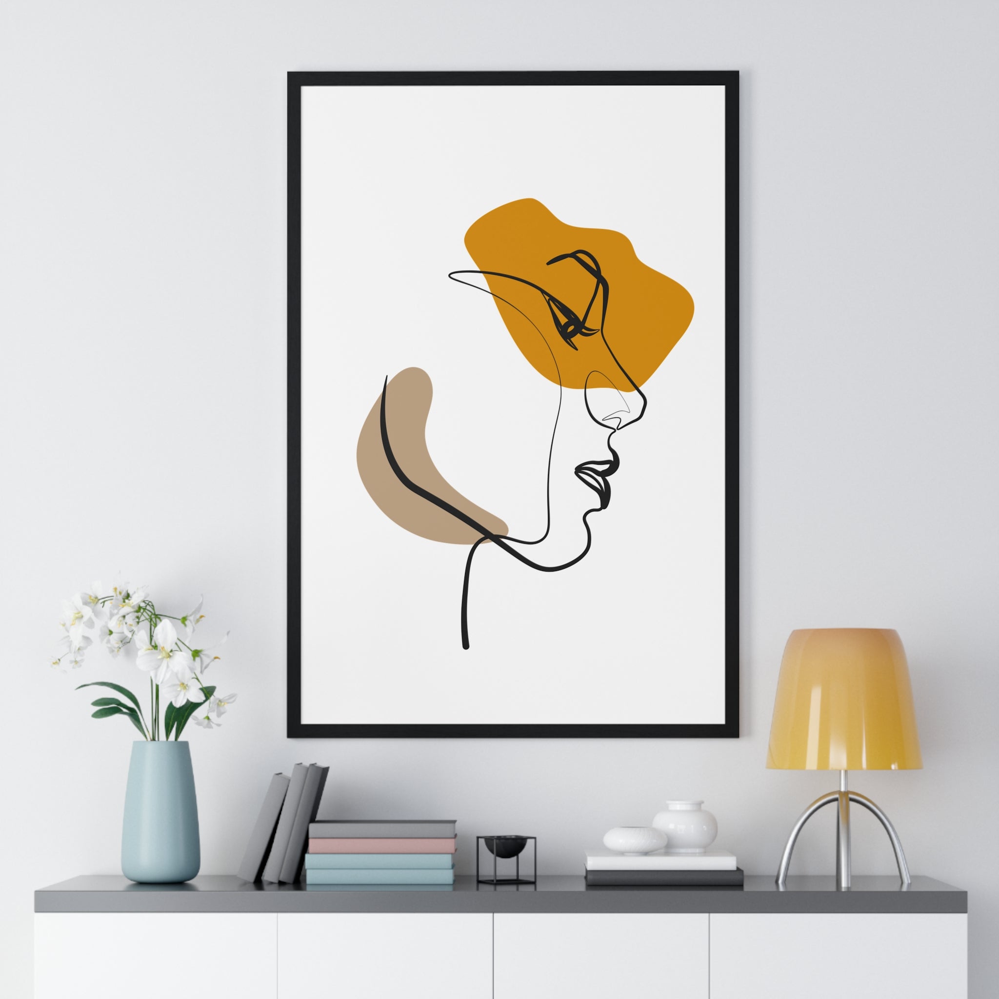 Abstract Profile Line Art – Framed Face Print | Gallory Hive