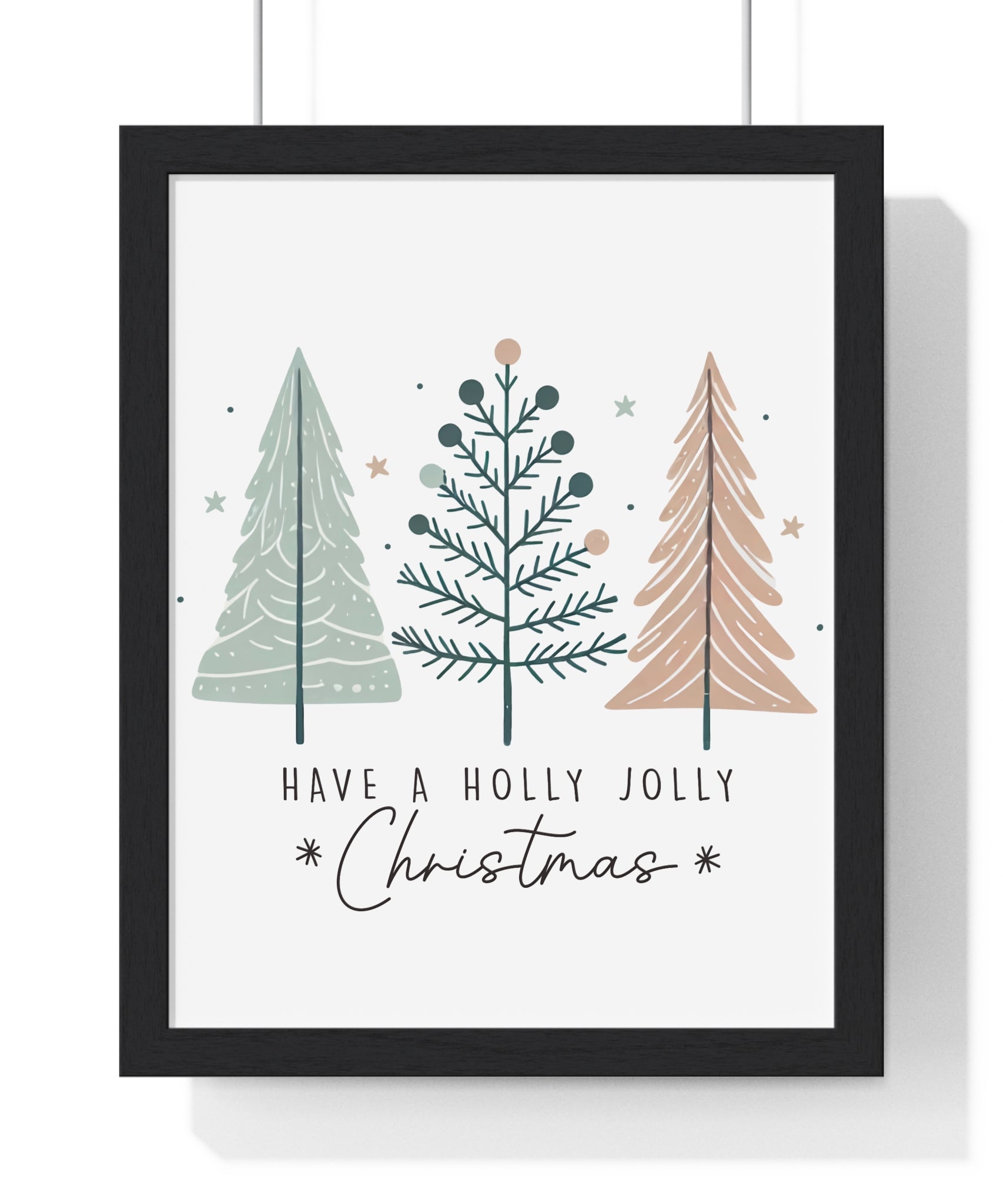 Holly Jolly Christmas Pastel Tree Framed Wall Art