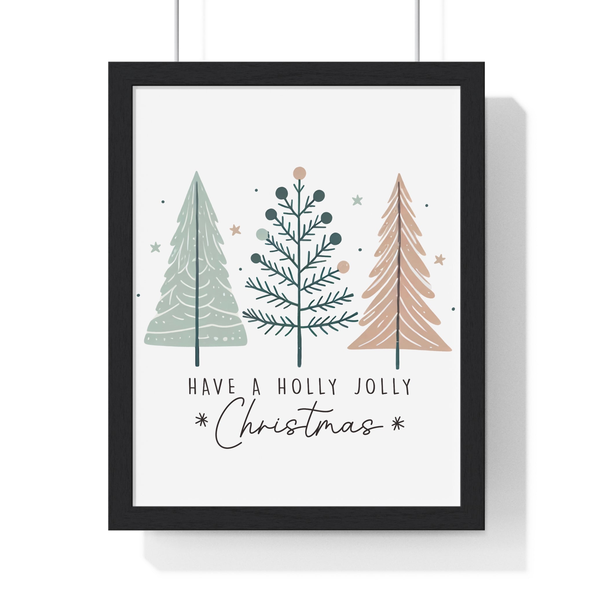 Holly Jolly Christmas Pastel Tree Framed Wall Art