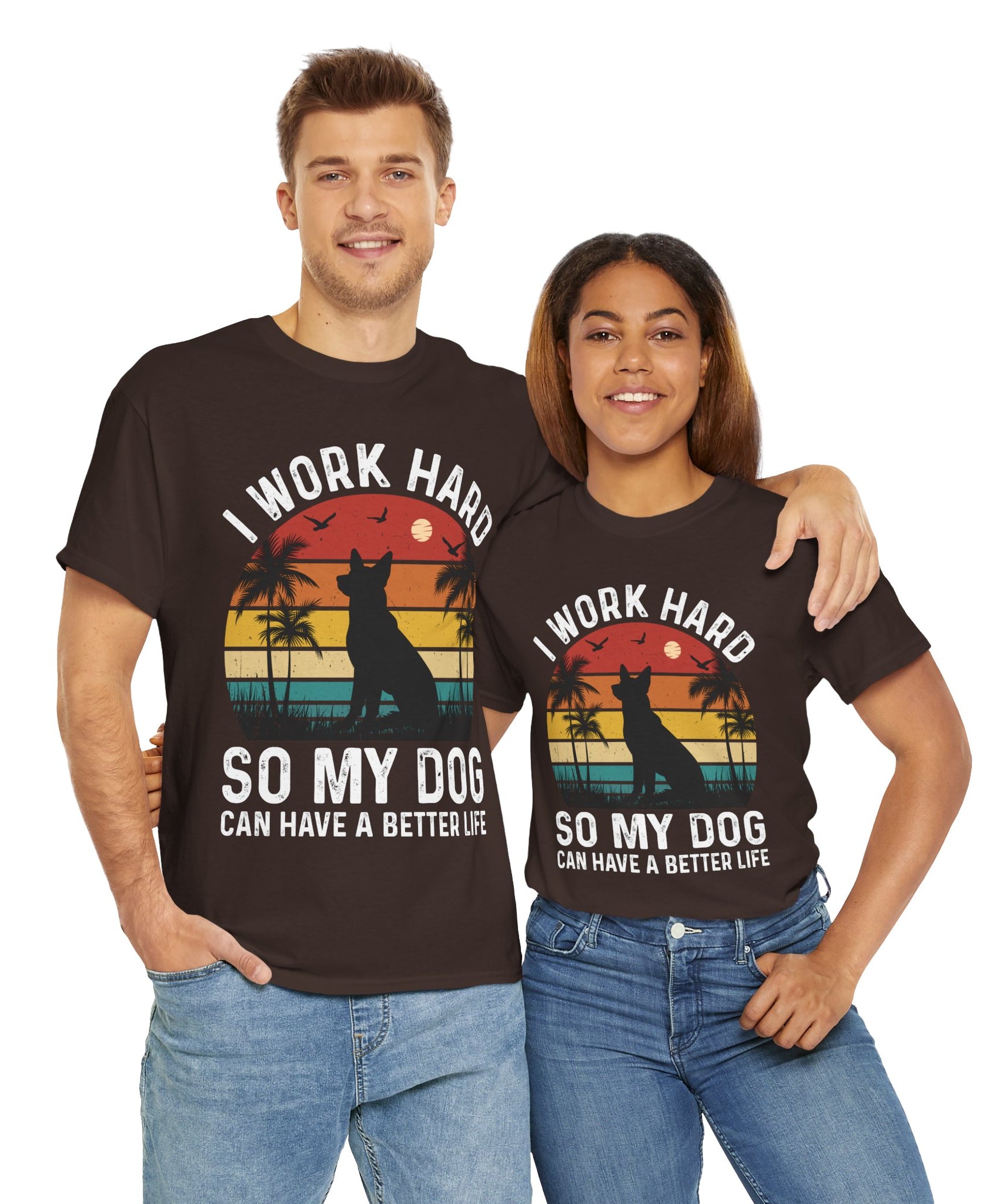 Retro Dog Lover Tee - Work Hard for My Pet