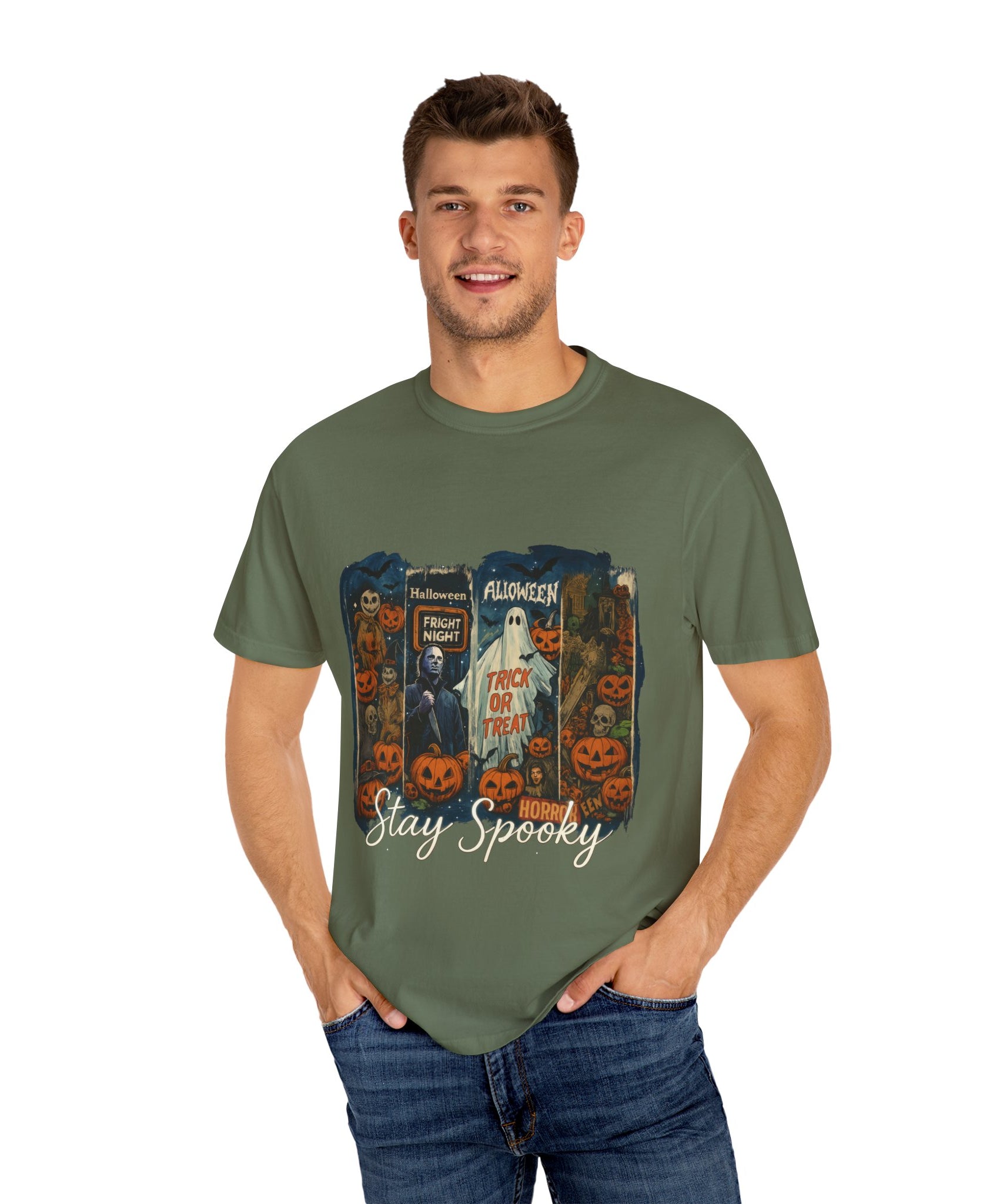 Stay Spooky Halloween Horror T-Shirt – Retro Slasher, Ghost, Pumpkins & Fright Night Design - Gallory Hive