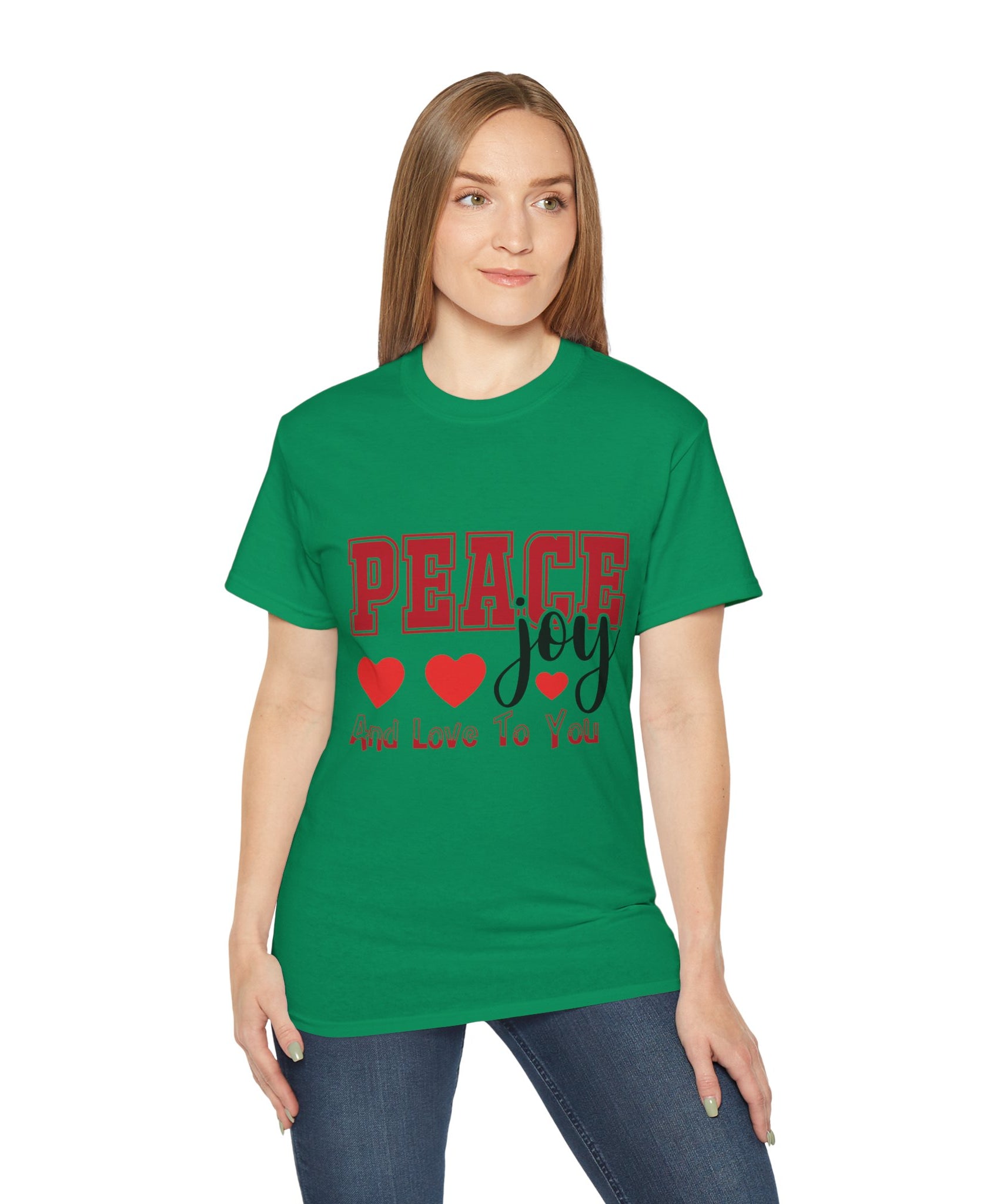 Peace, Joy & Love Retro Christmas T-Shirt | Gallory Hive
