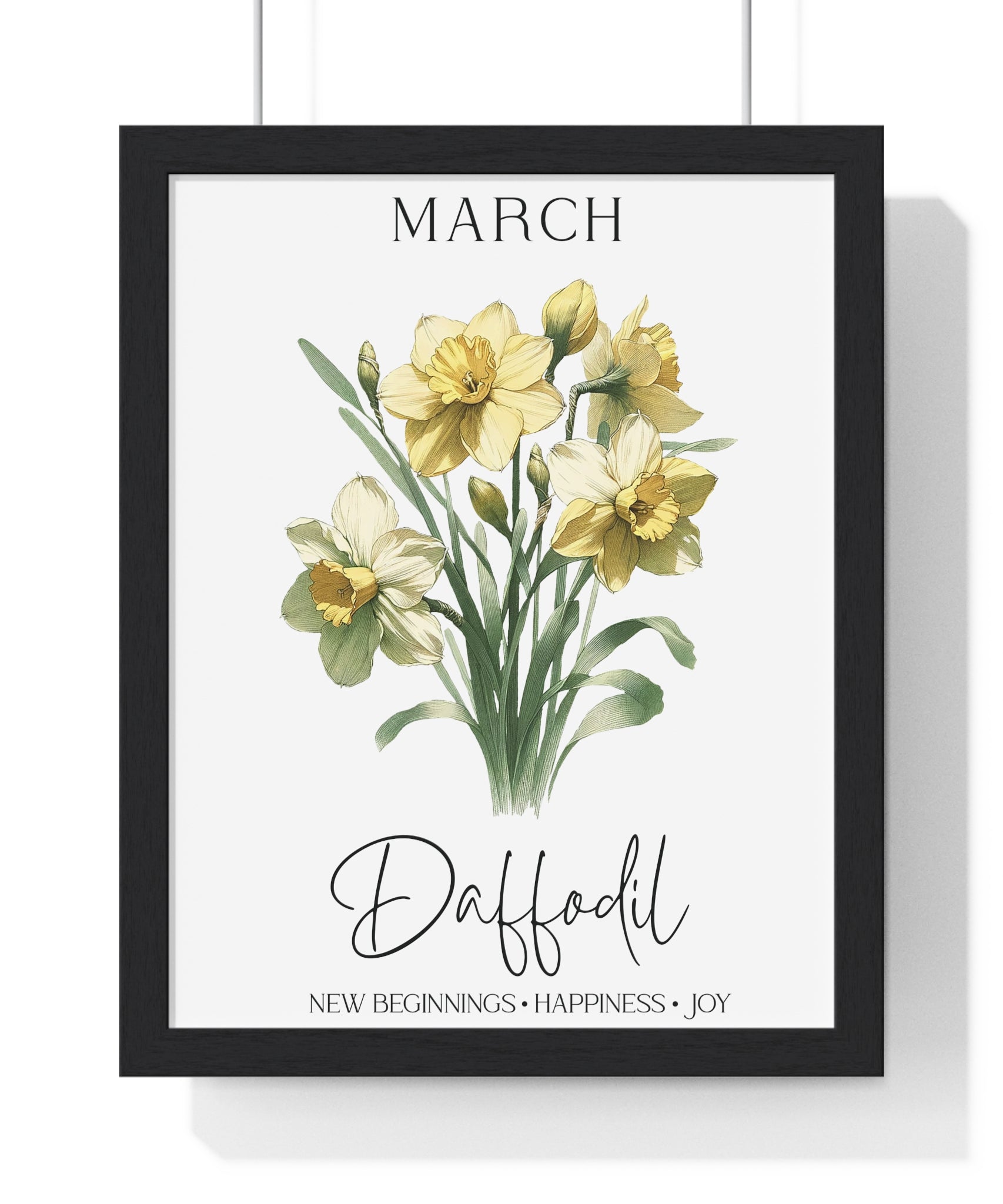 March Birth Flower – Daffodil Wooden Framed Wall Art (New Beginnings • Happiness • Joy)