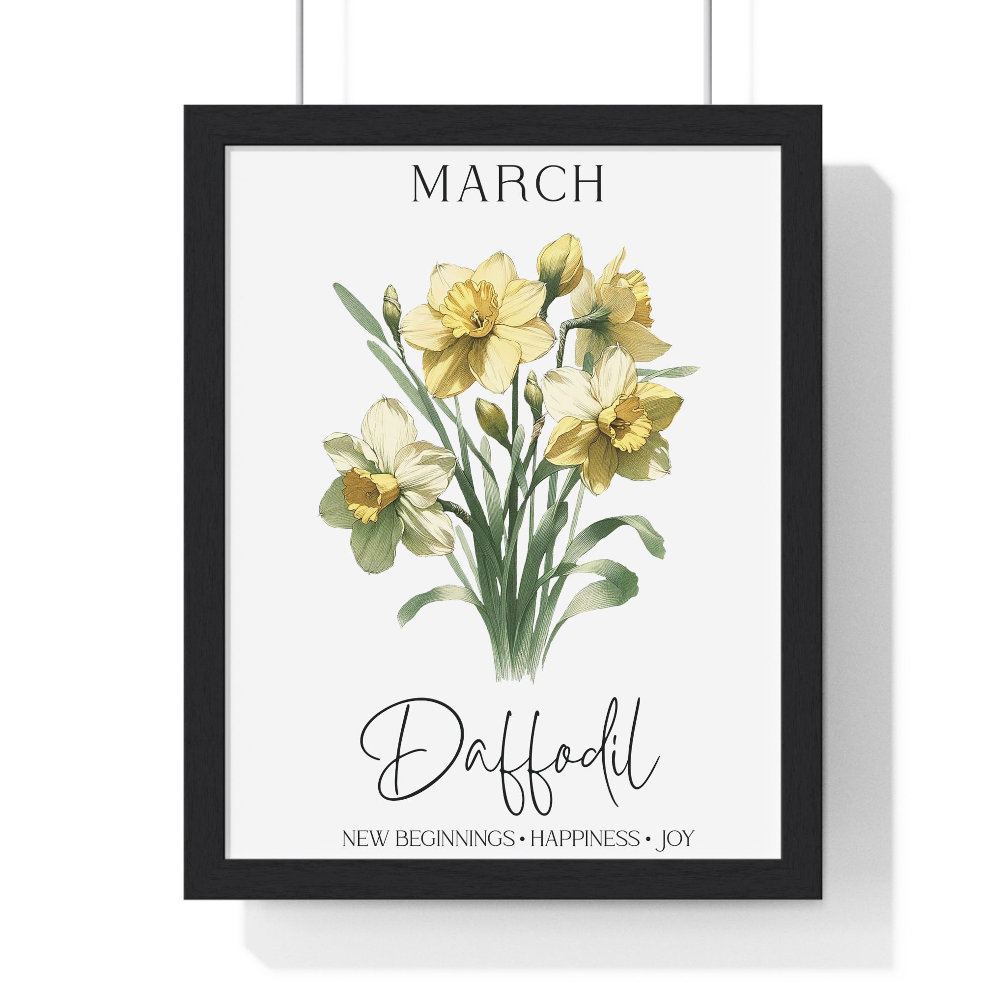March Birth Flower – Daffodil Wooden Framed Wall Art (New Beginnings • Happiness • Joy)