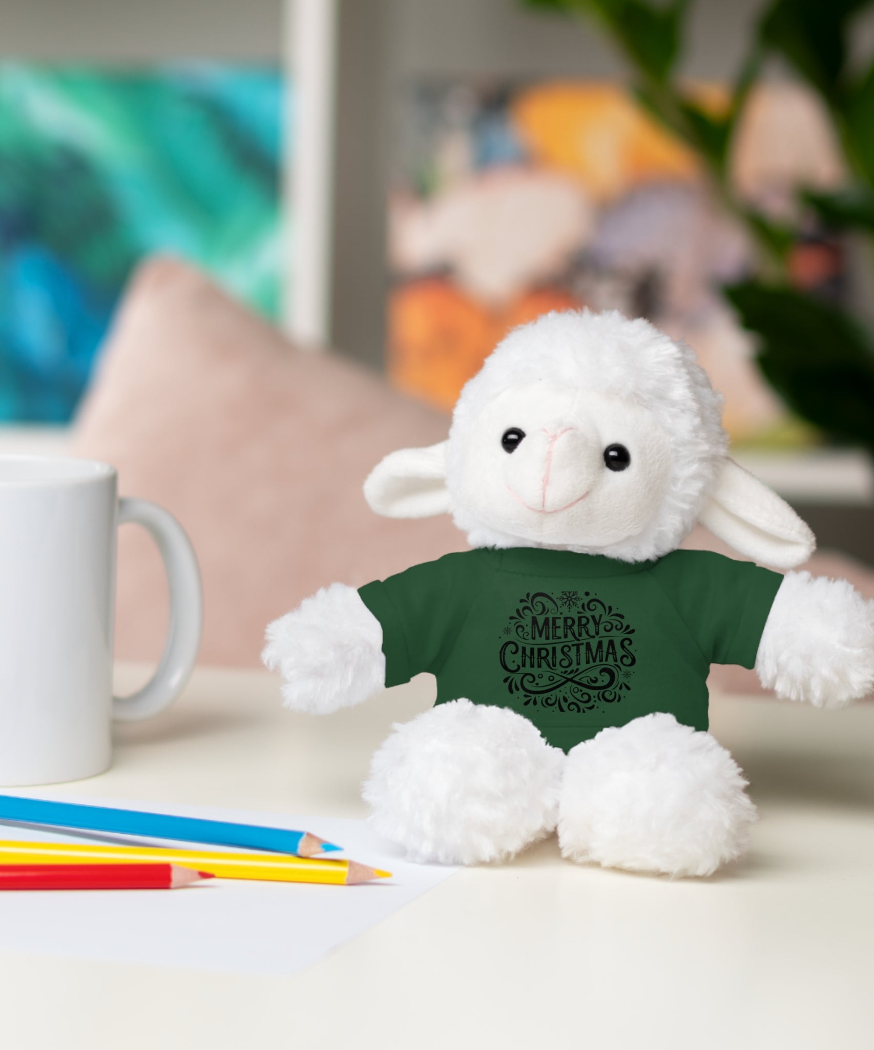 Festive Merry Christmas Stuffed Sheep | Gallory Hive