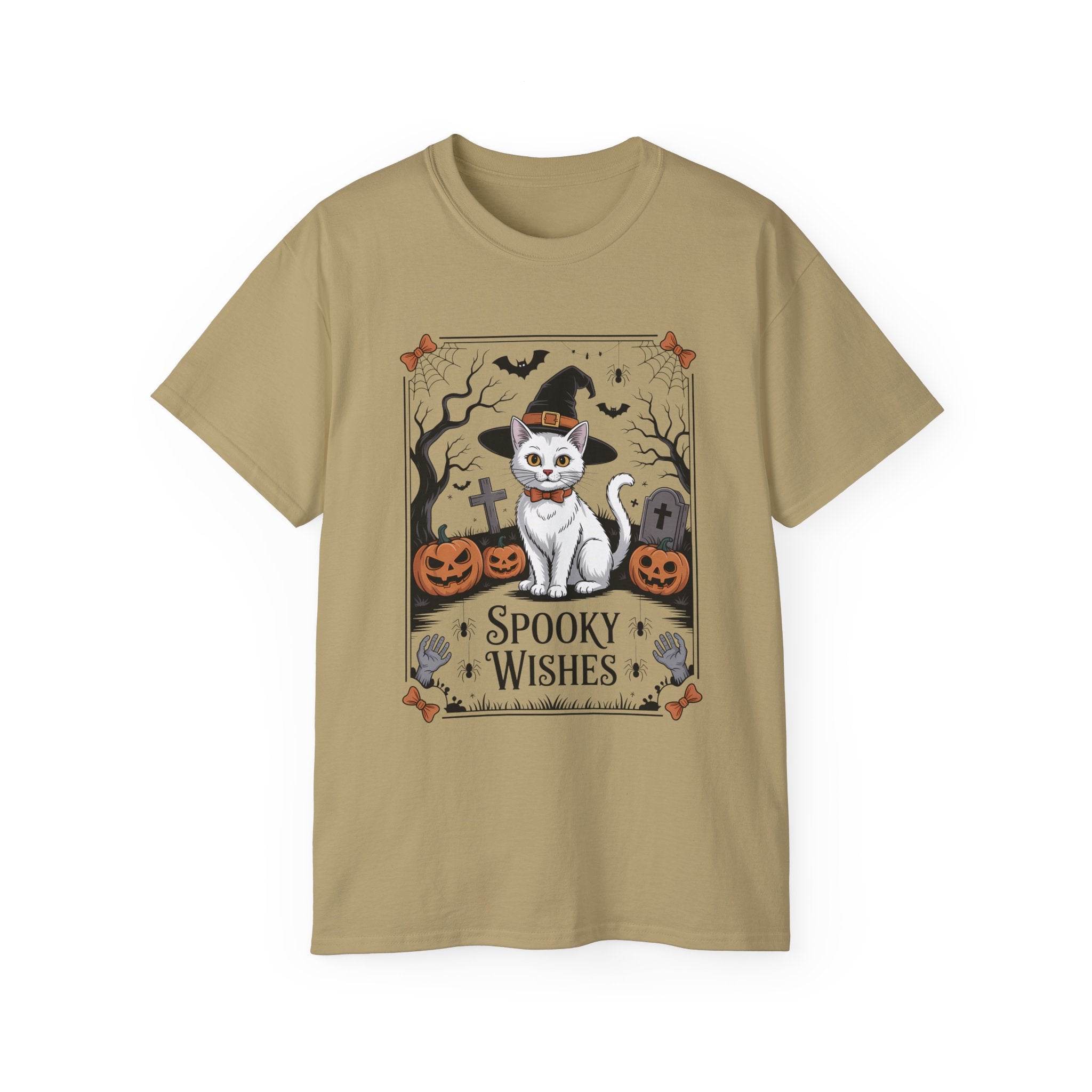 Spooky Wishes Witch Cat Halloween T-Shirt | Gallory Hive