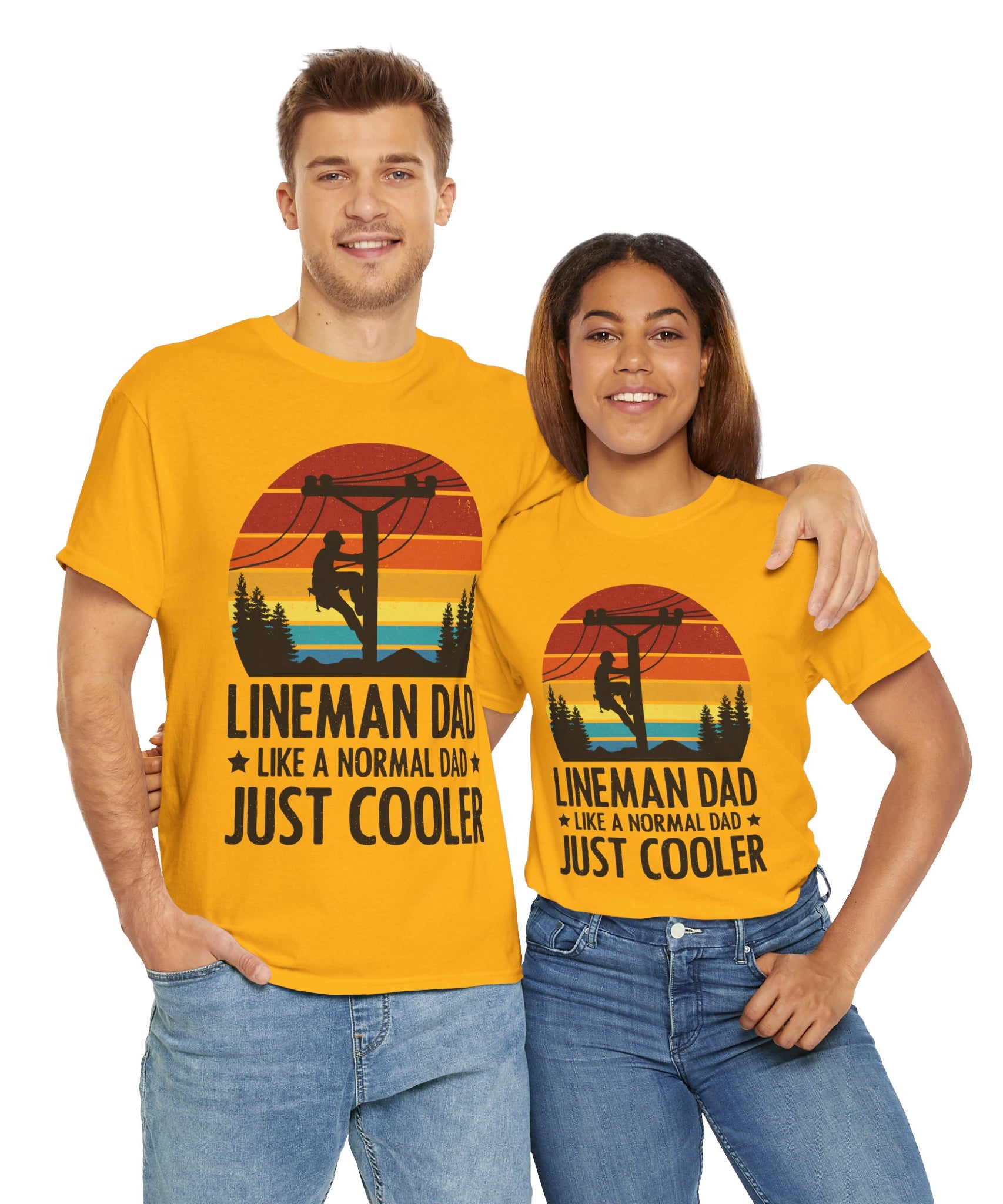 Lineman Tee – Bold Sunset & Power Lines