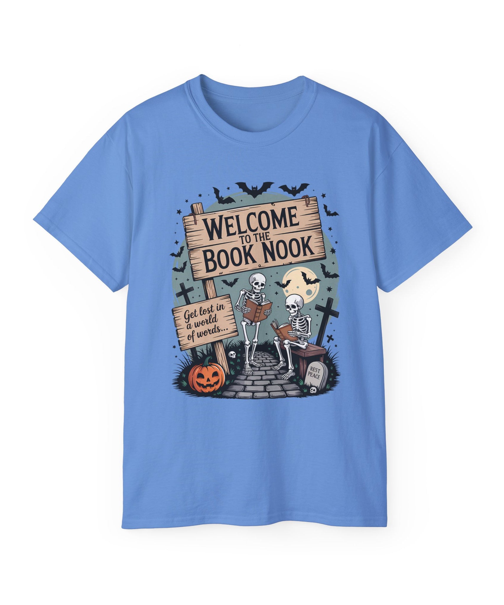 Welcome Book Nook Halloween Skeleton Tee | Gallory Hive