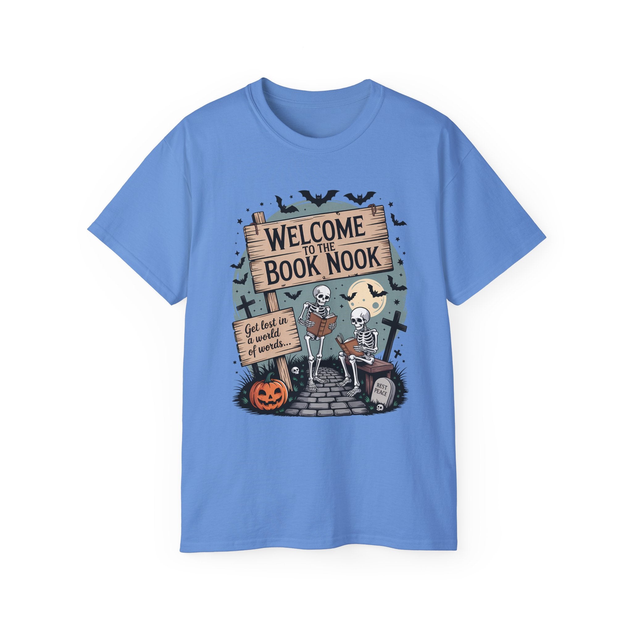 Welcome Book Nook Halloween Skeleton Tee | Gallory Hive