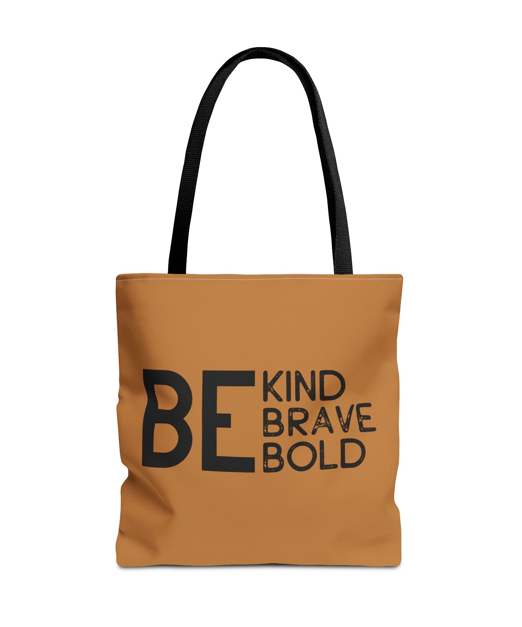 Inspirational Tote Bag - Be Kind Brave Bold - Eco-Friendly Carryall - Light Brown