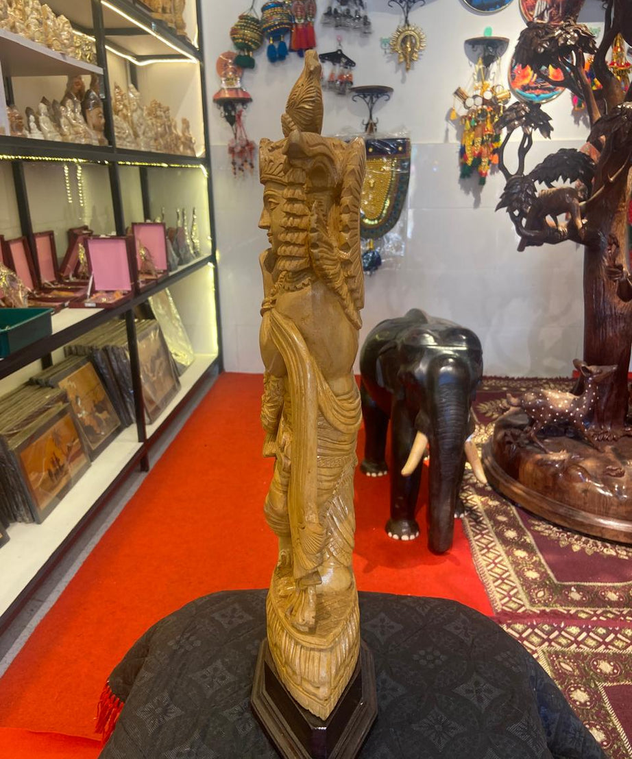Handmade Standing Krishna Wooden Sculpture | Gallory Hive