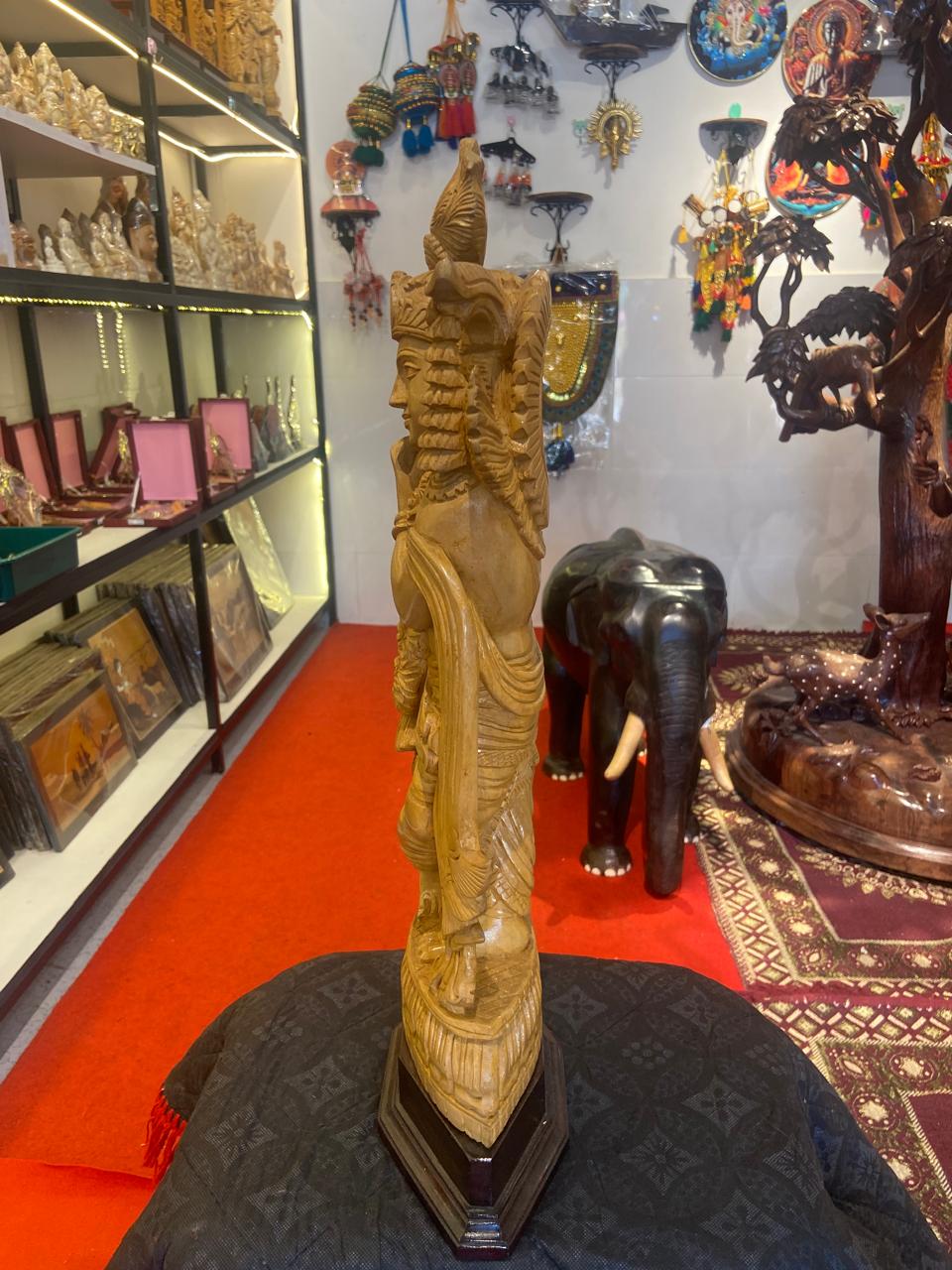Handmade Standing Krishna Wooden Sculpture | Gallory Hive