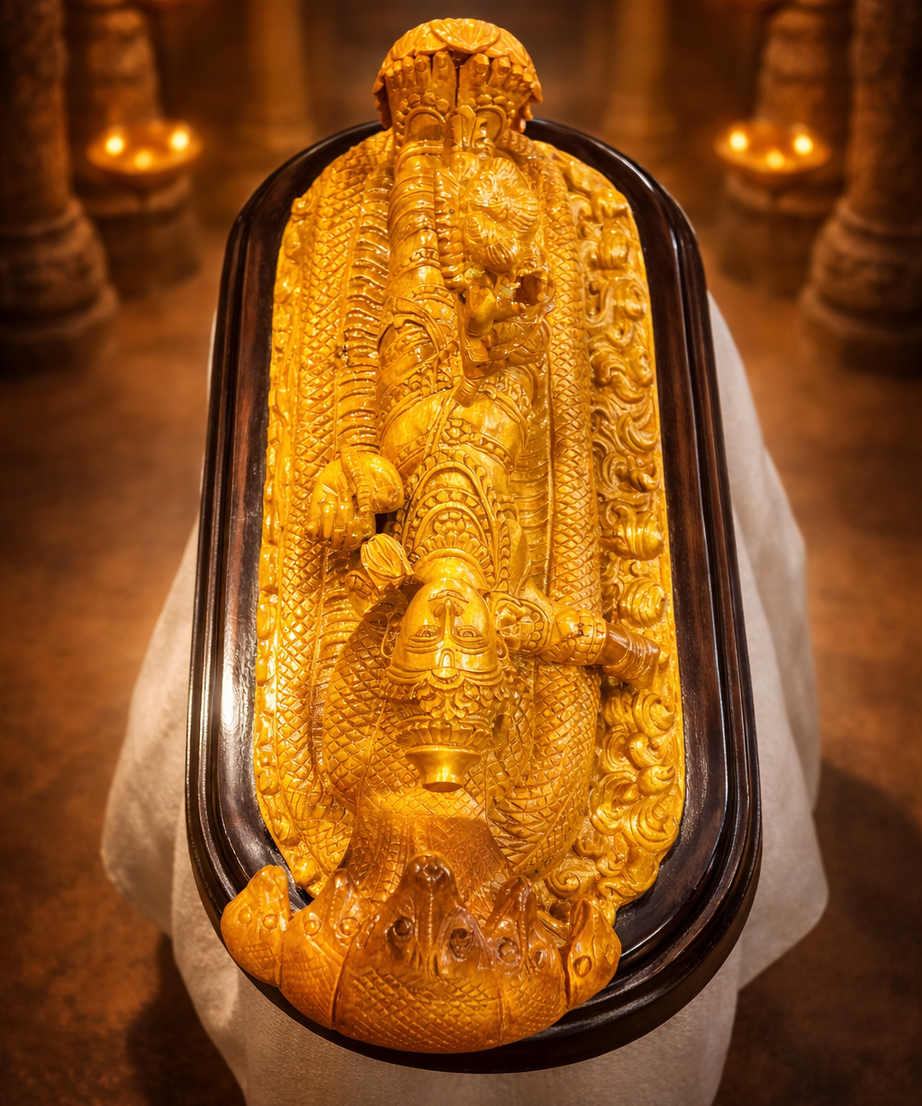 Handmade Anantha Shayanam God Padmanabha Wooden Sculpture | Gallory Hive