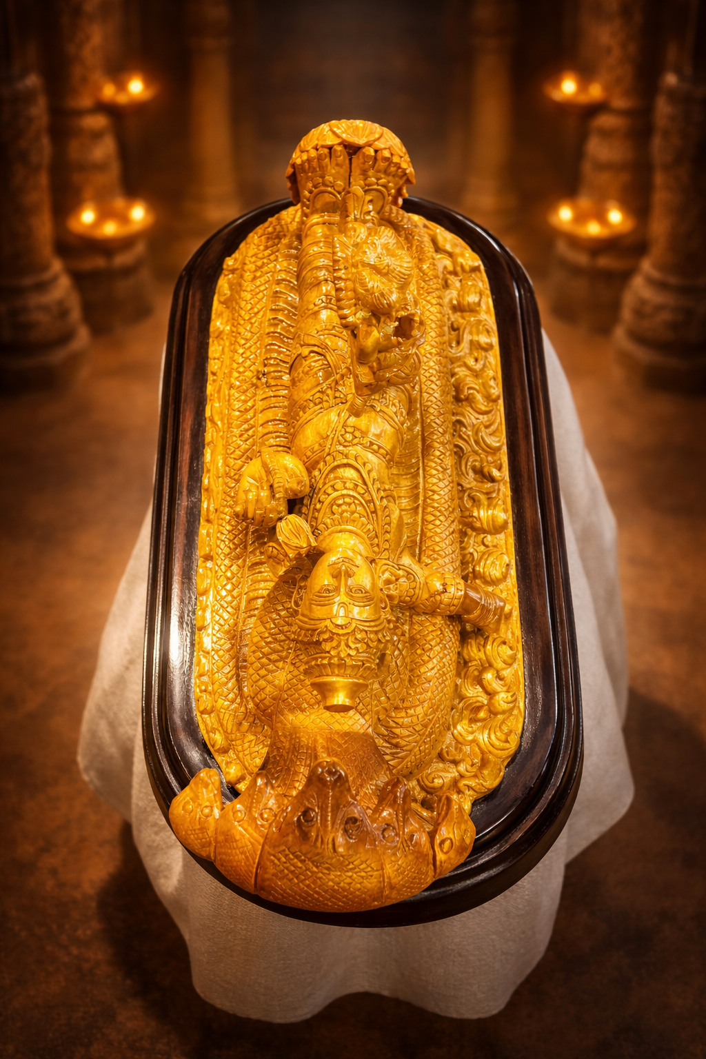 Handmade Anantha Shayanam God Padmanabha Wooden Sculpture | Gallory Hive