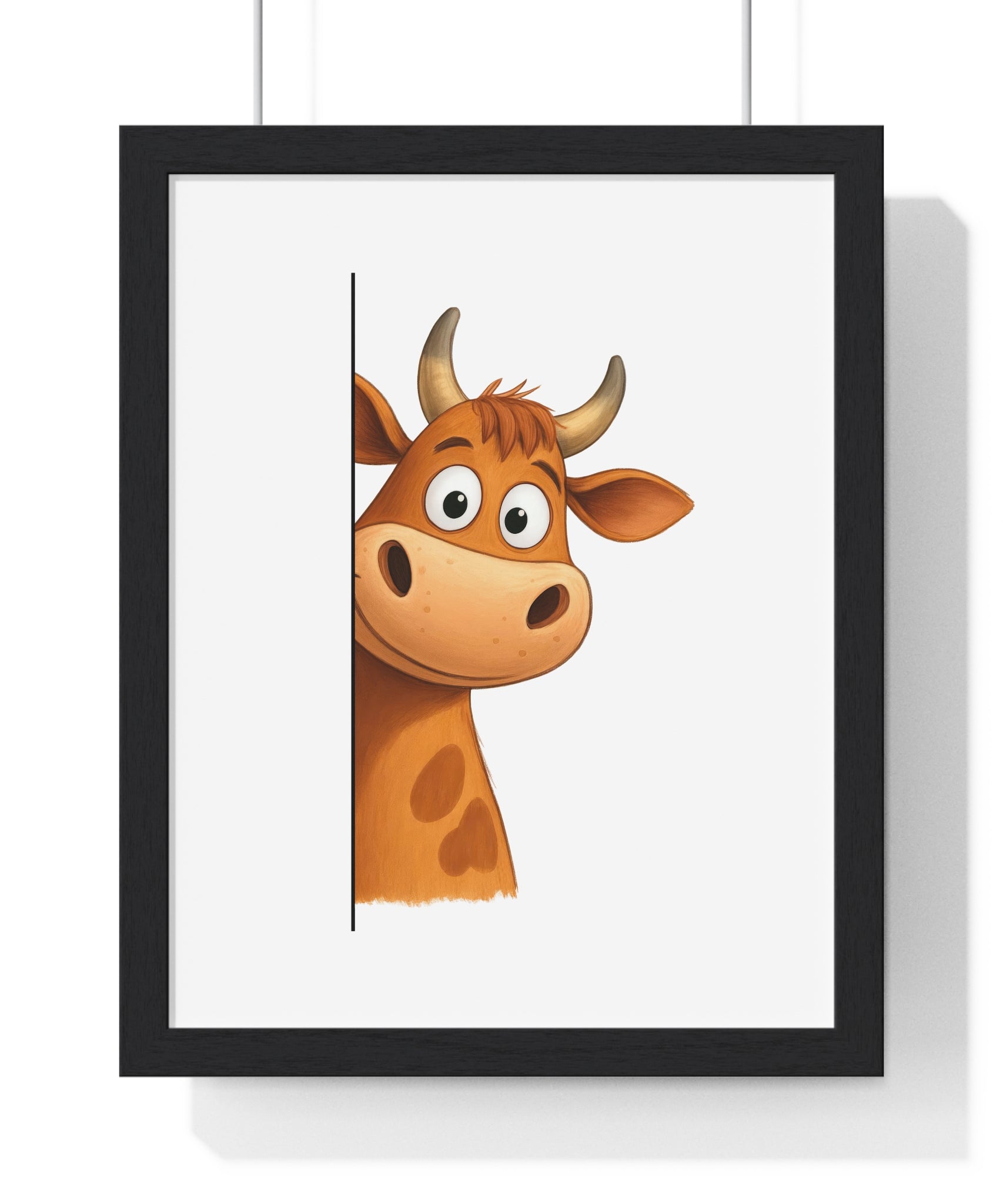 Wooden Frame Wall Decor with Playful Cow Print