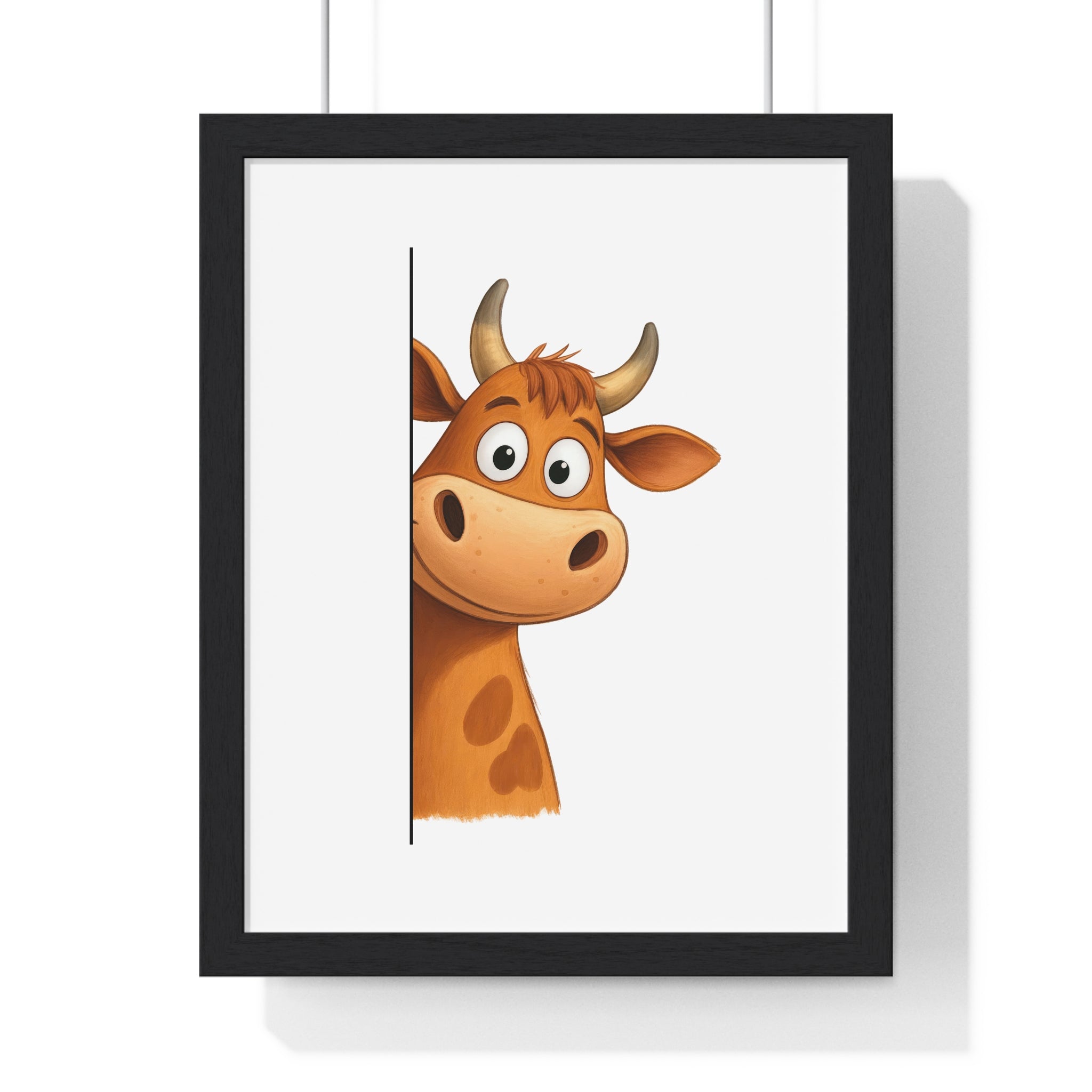 Wooden Frame Wall Decor with Playful Cow Print
