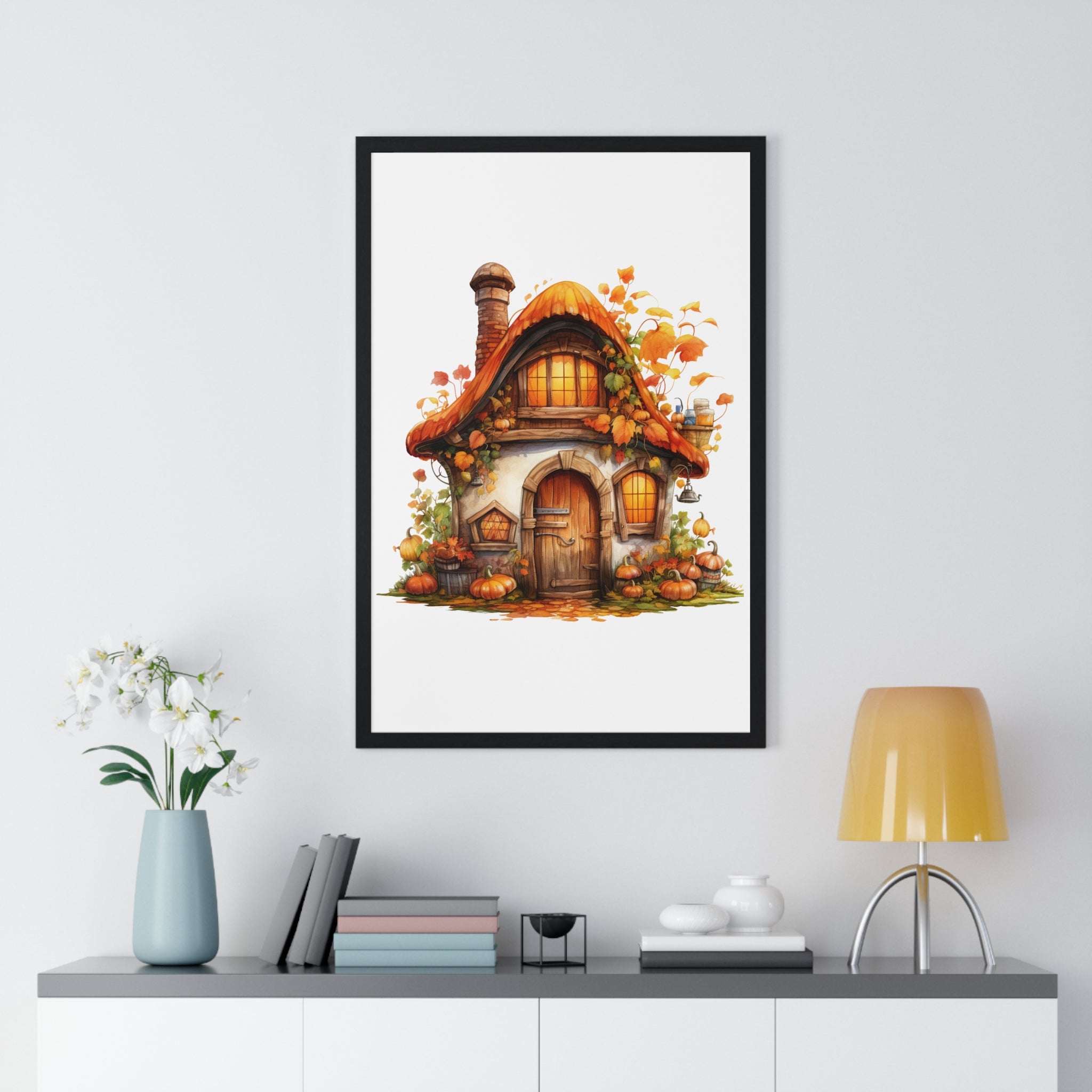 Autumn Cottage Wall Art – Pumpkin Porch Decor | Gallory Hive
