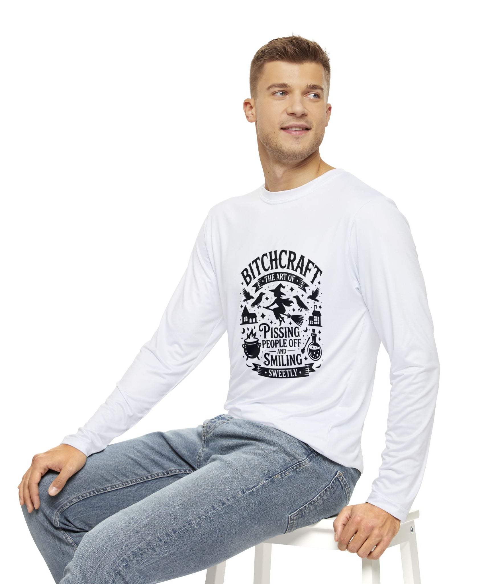 Men's Long Sleeve Shirt - Bitchcraft Design, Perfect for Witchy Vibes, Occult Lovers, Casual Wear, Halloween, Gifts