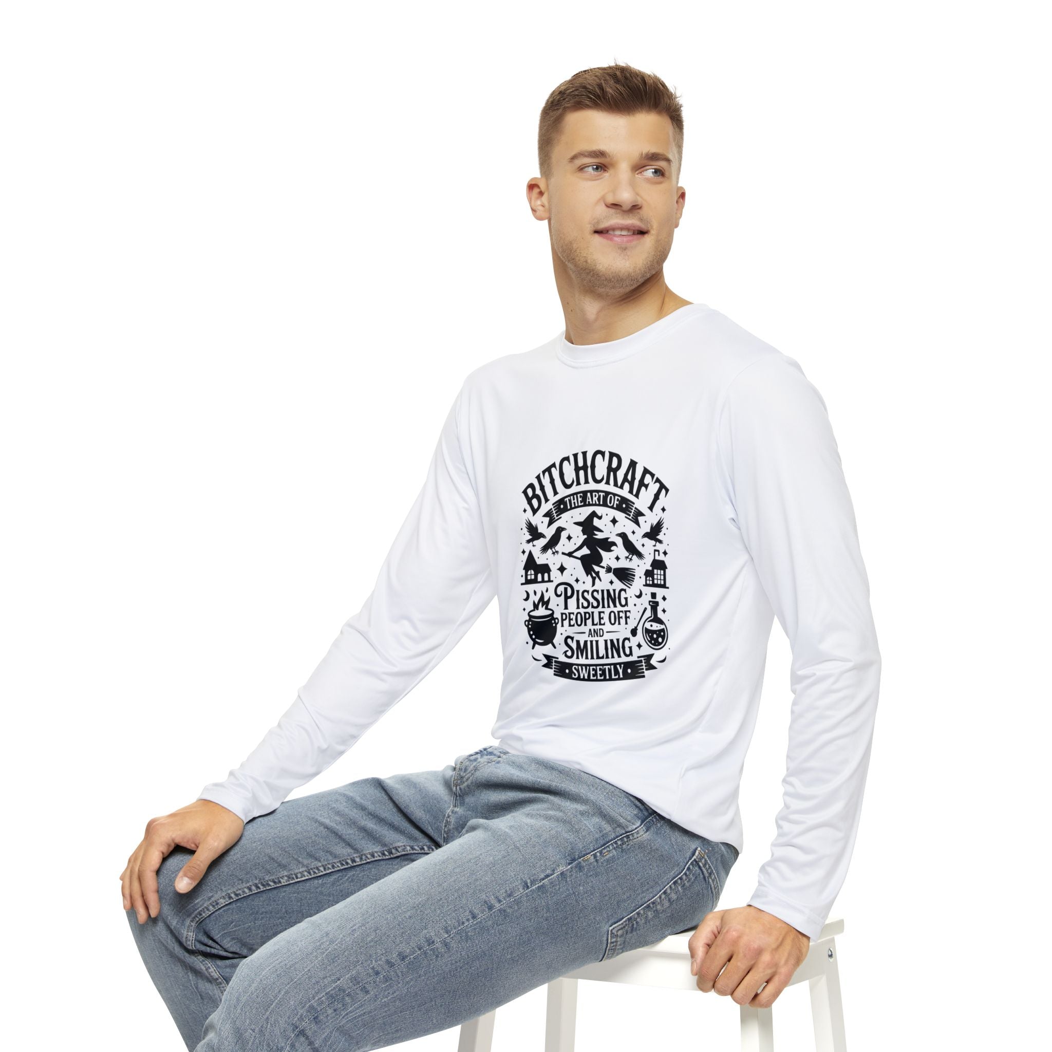 Men's Long Sleeve Shirt - Bitchcraft Design, Perfect for Witchy Vibes, Occult Lovers, Casual Wear, Halloween, Gifts