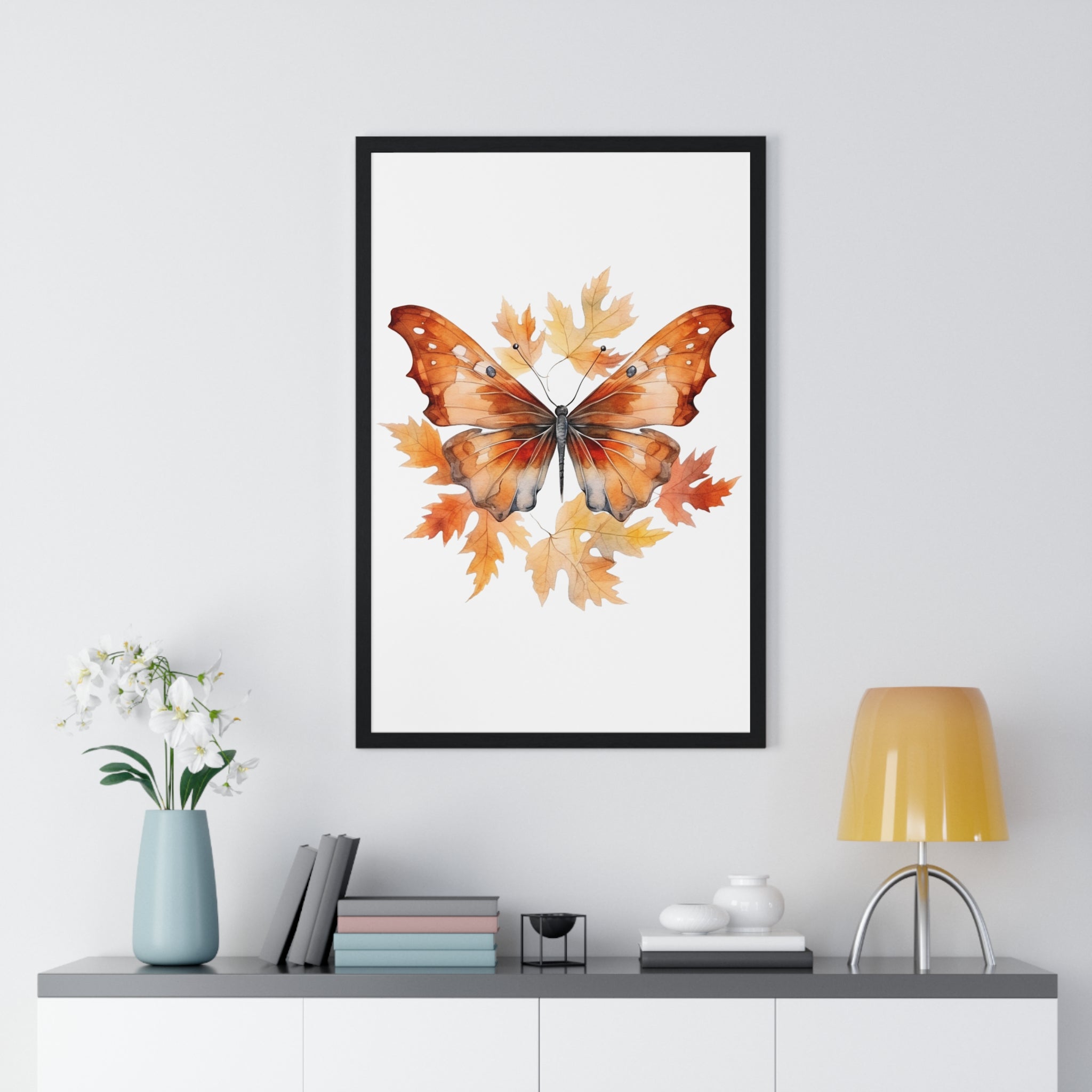Autumn Butterfly Wall Art – Fall Leaves Circle Print | Gallory Hive
