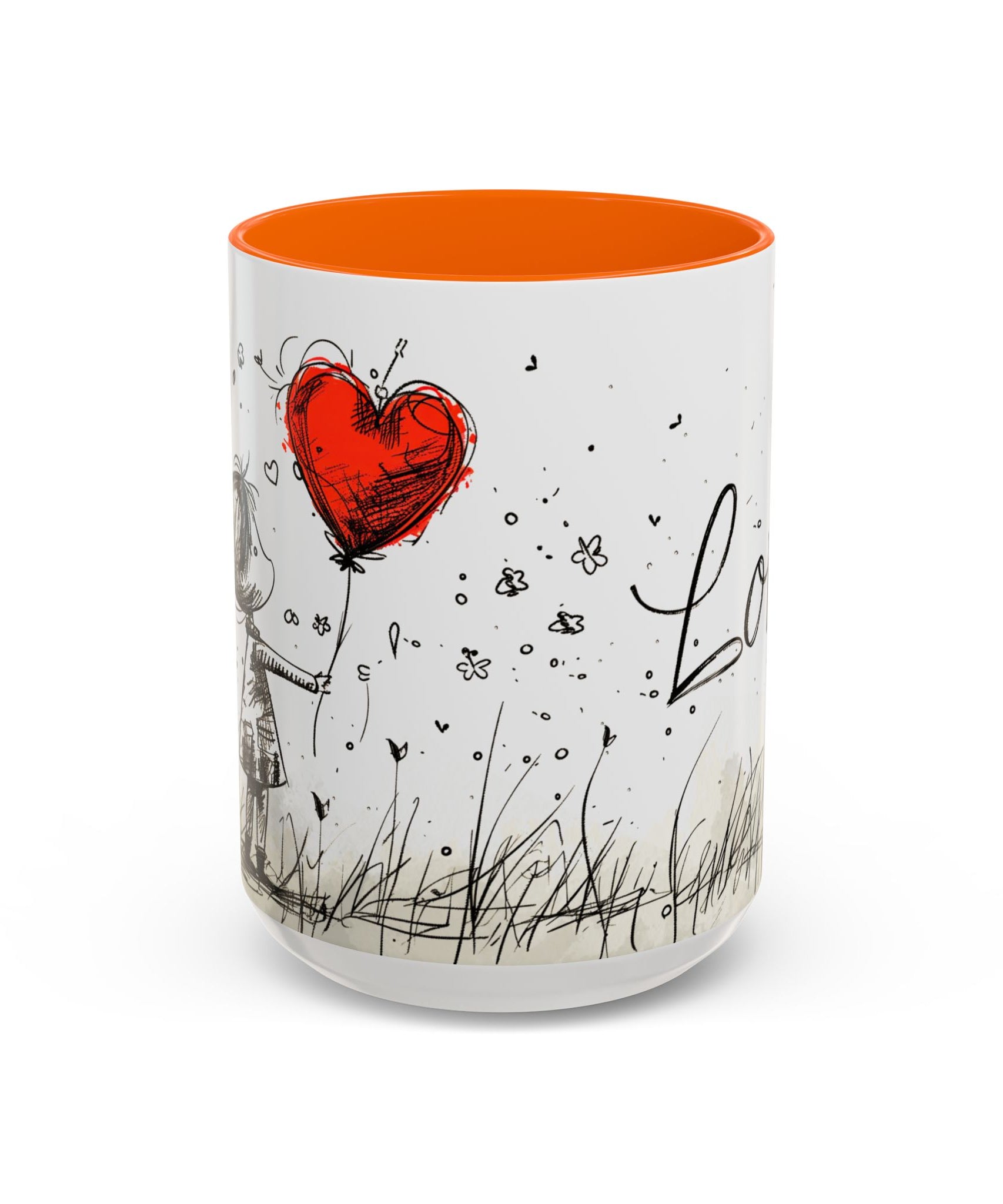 Love Heart Sketch Ceramic Coffee Mug | Gallory Hive
