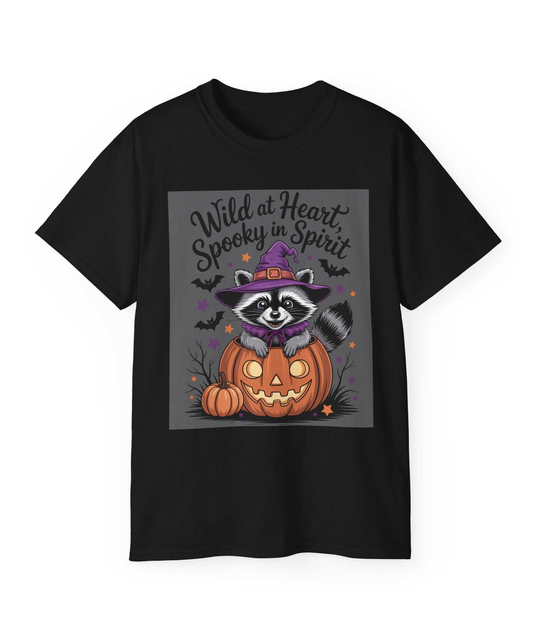 Spooky Raccoon in Pumpkin T-Shirt ~ Gallory Hive