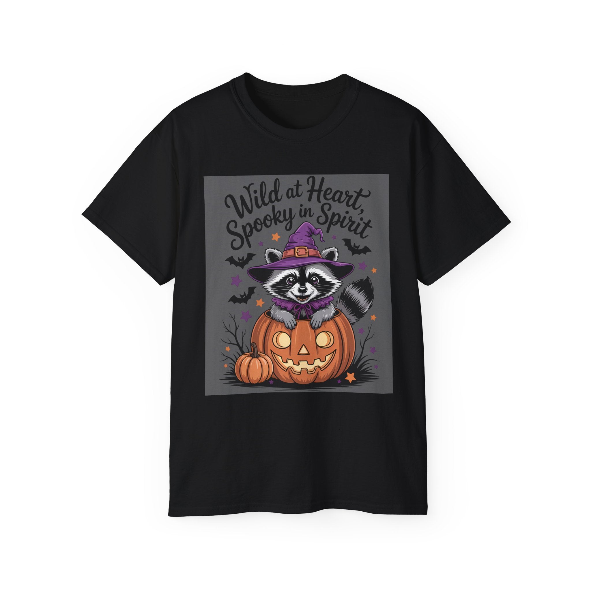 Spooky Raccoon in Pumpkin T-Shirt ~ Gallory Hive