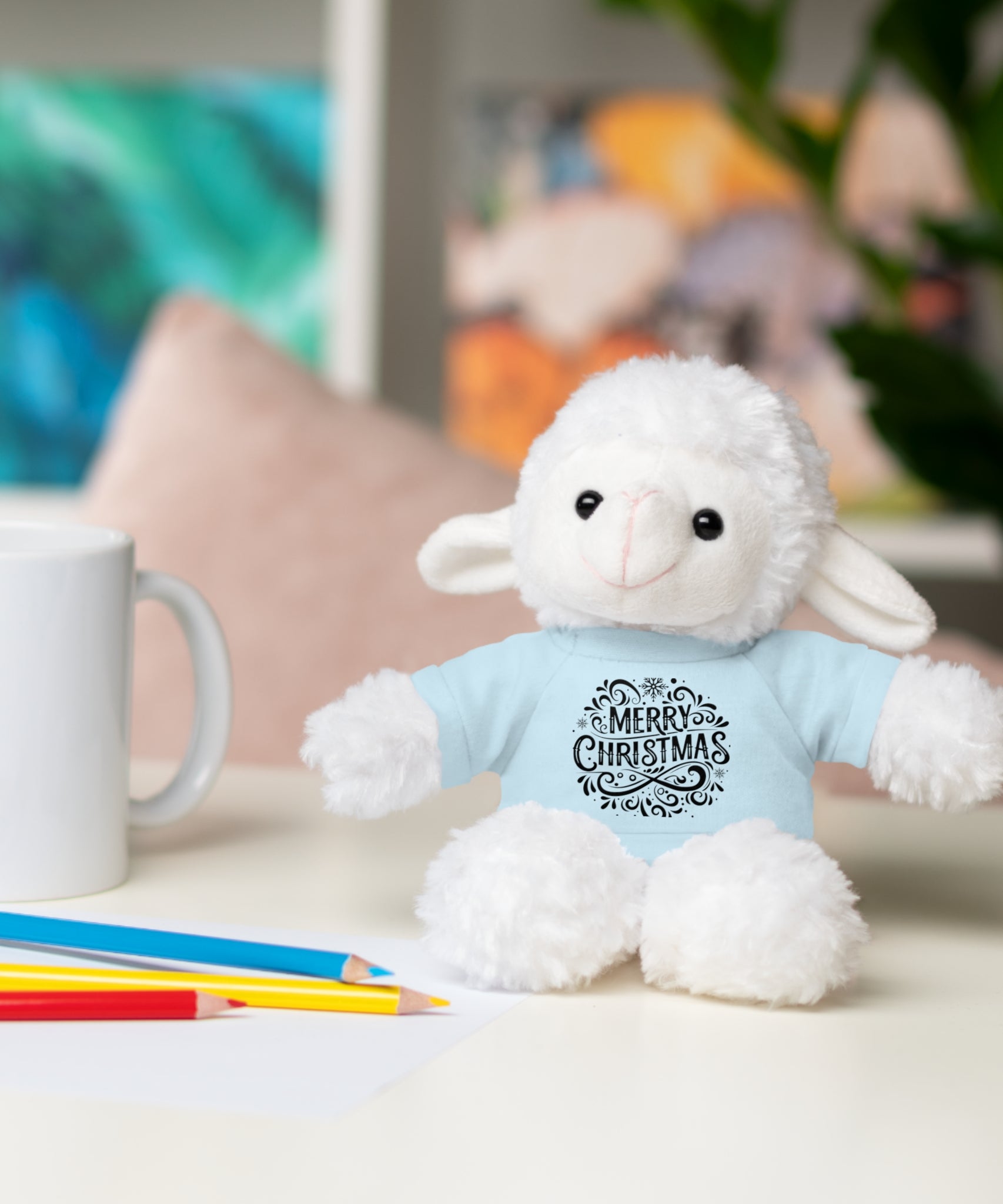 Festive Merry Christmas Stuffed Sheep | Gallory Hive