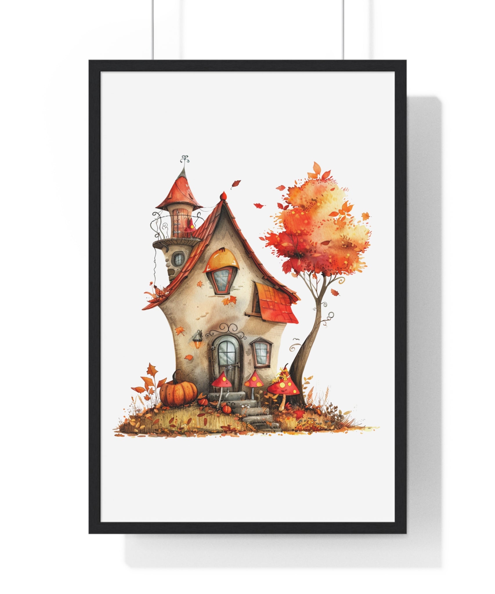 Fairy Tale Pumpkin Cottage – Wooden Framed Autumn Wall Art