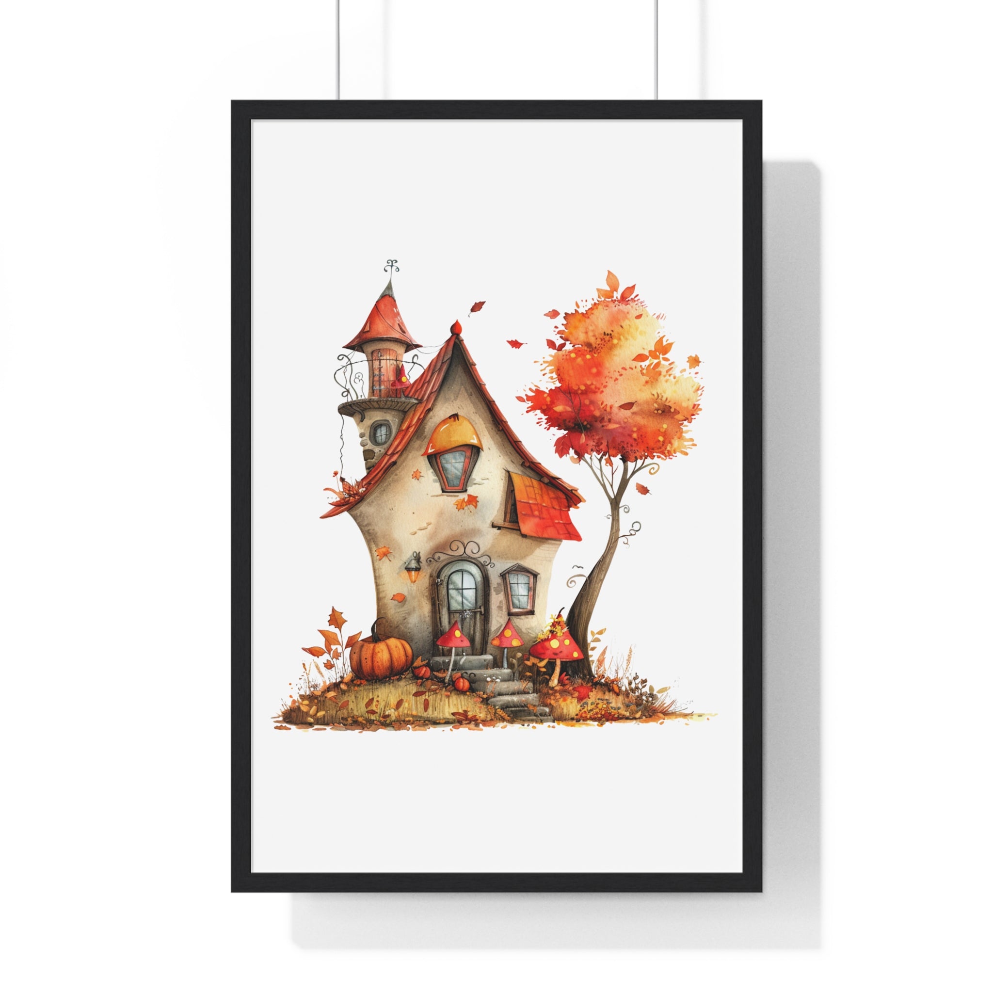 Fairy Tale Pumpkin Cottage – Wooden Framed Autumn Wall Art
