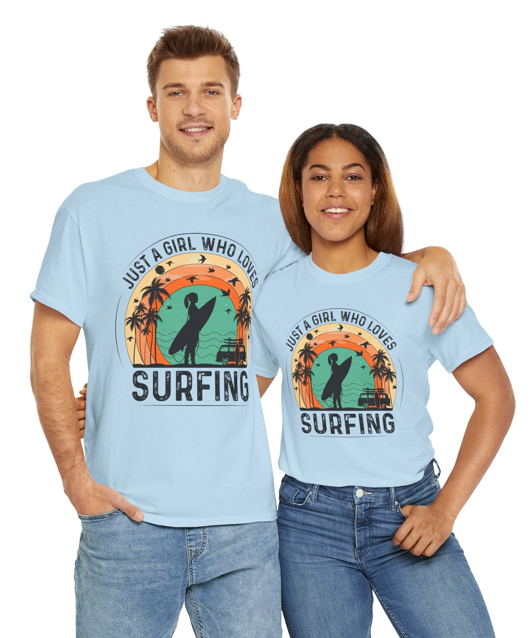 Beach Girl Surfing Retro Tee