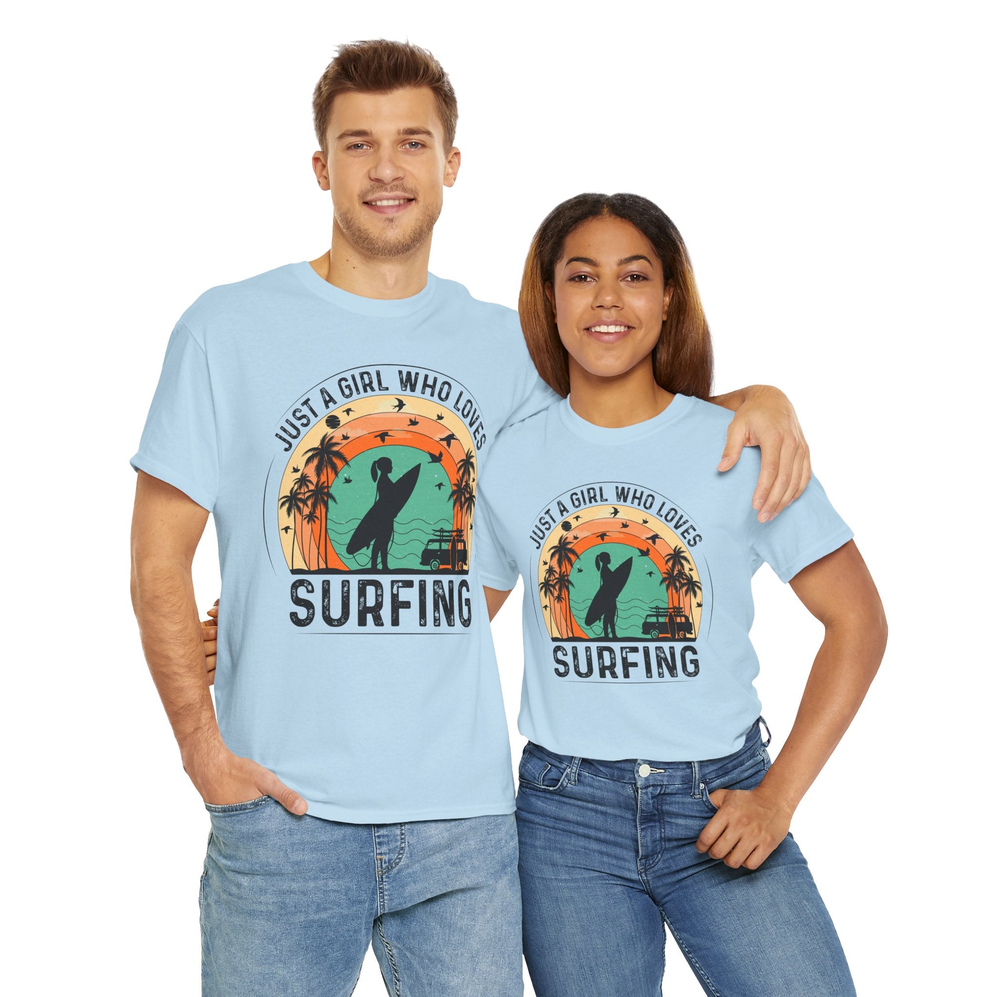 Beach Girl Surfing Retro Tee