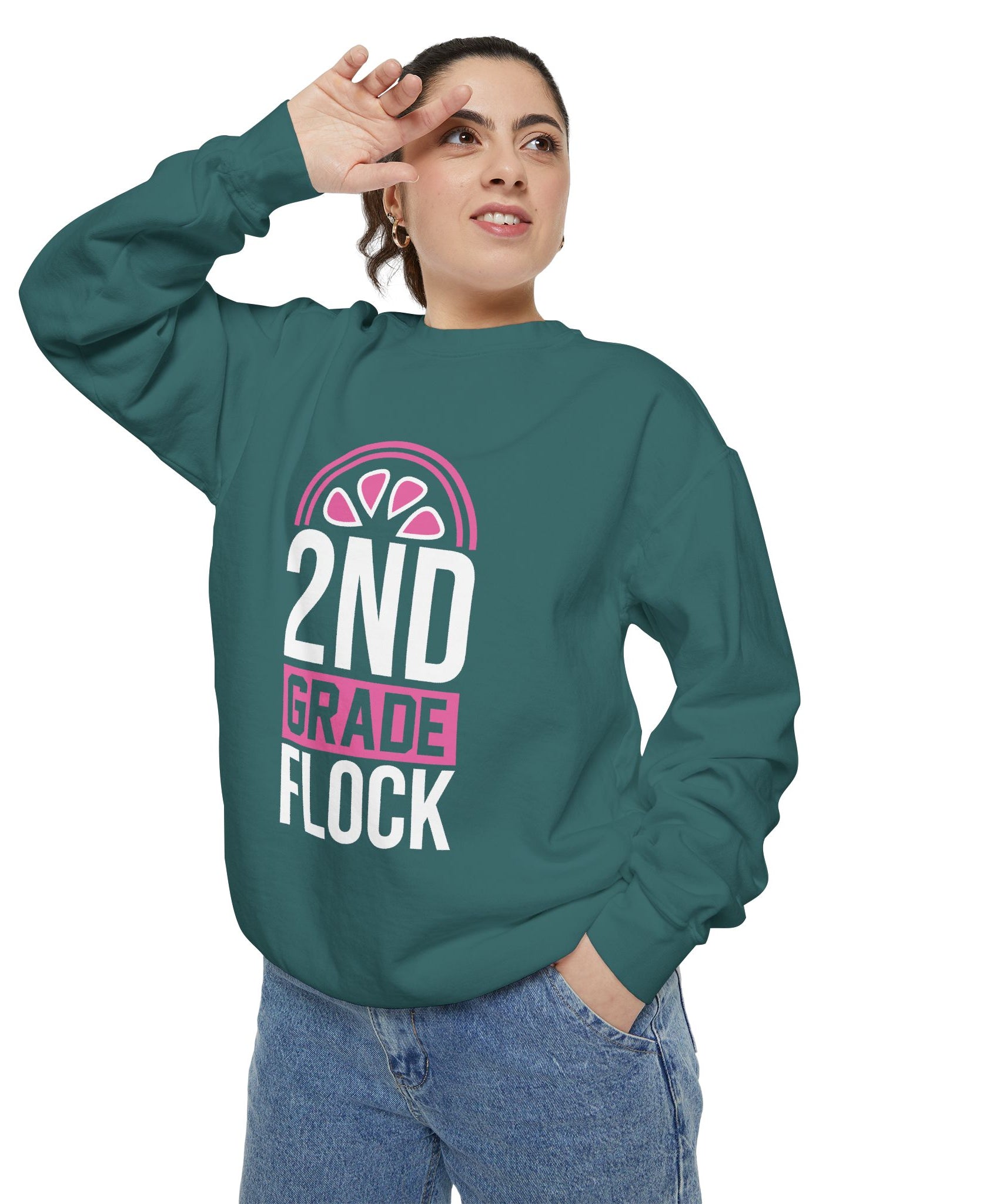 Unisex 2nd Grade Flock Sweatshirt | Perfect for Teachers, Back to School, Classroom, Gift for Kids, Cozy Style
