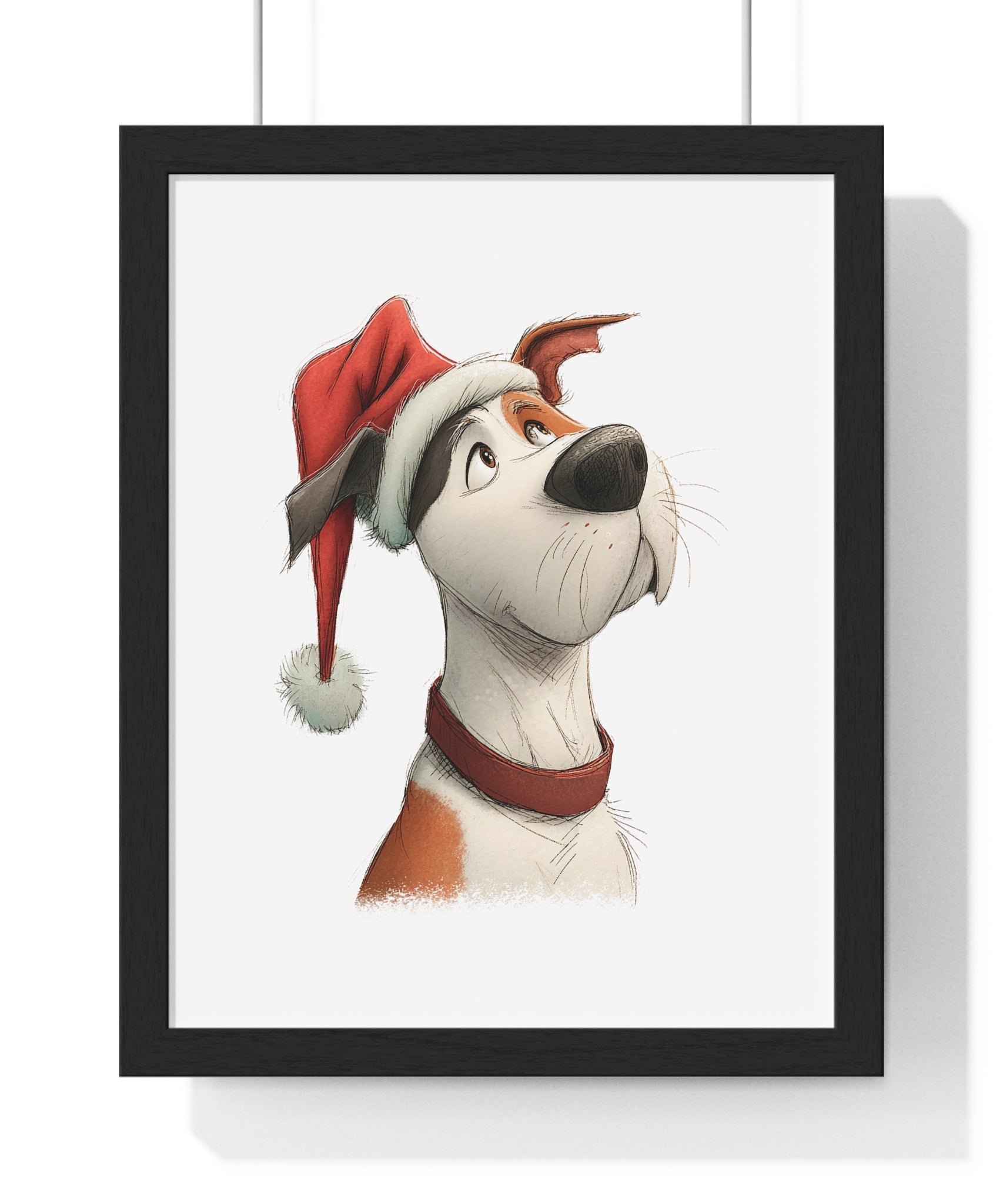 Thoughtful Holiday Pup – Framed Wooden Wall Art