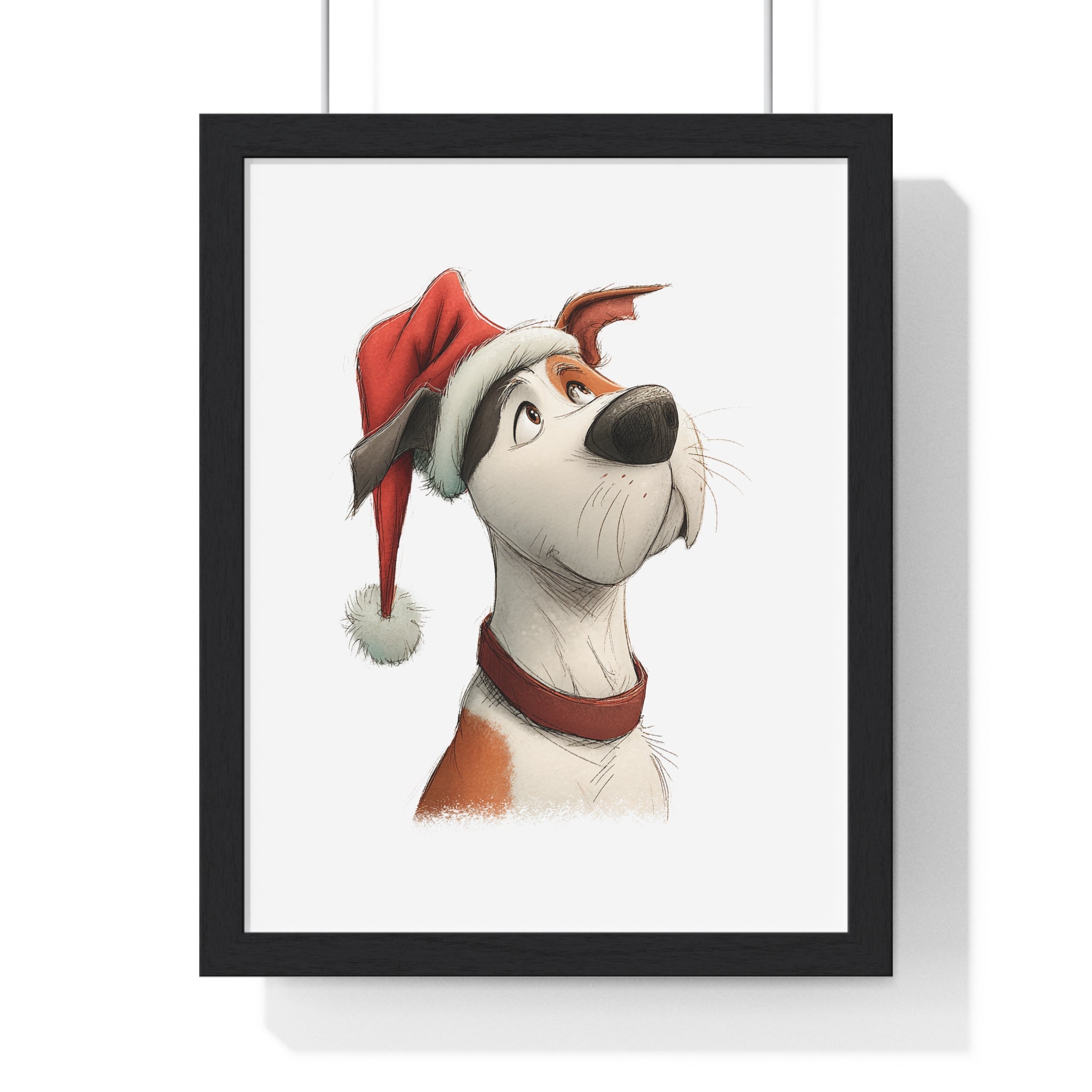 Thoughtful Holiday Pup – Framed Wooden Wall Art - Gallory Hive