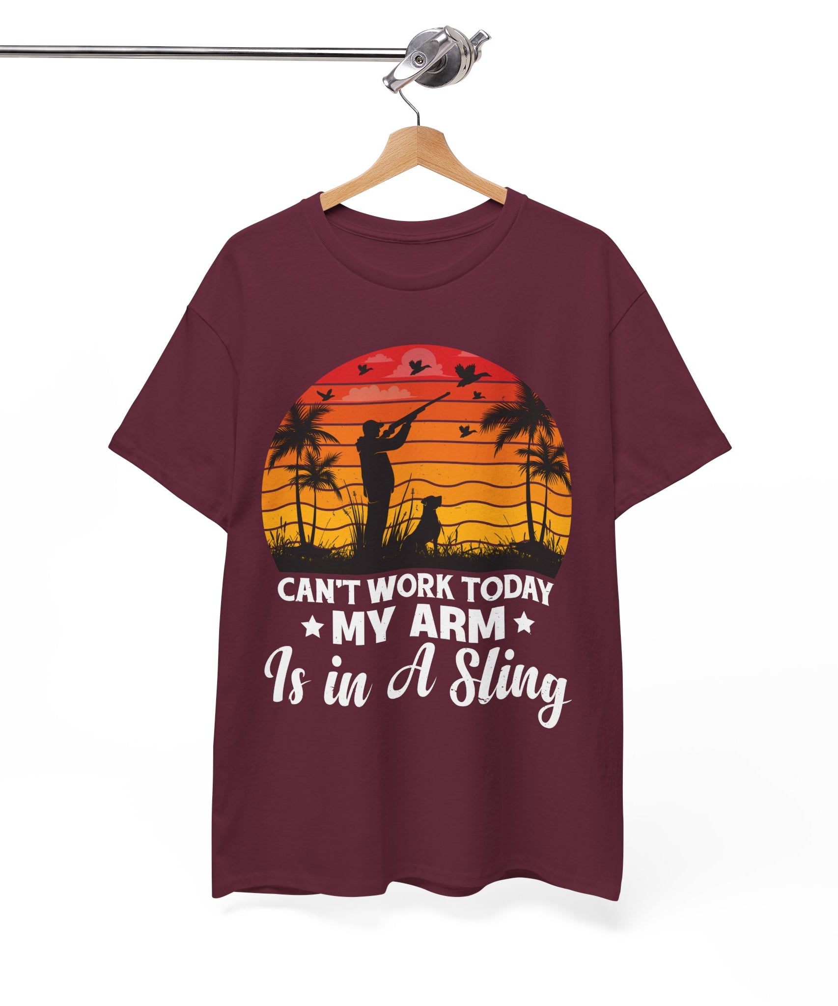 Hunter & Dog Tee – Retro Sunset Scene | Gallory Hive