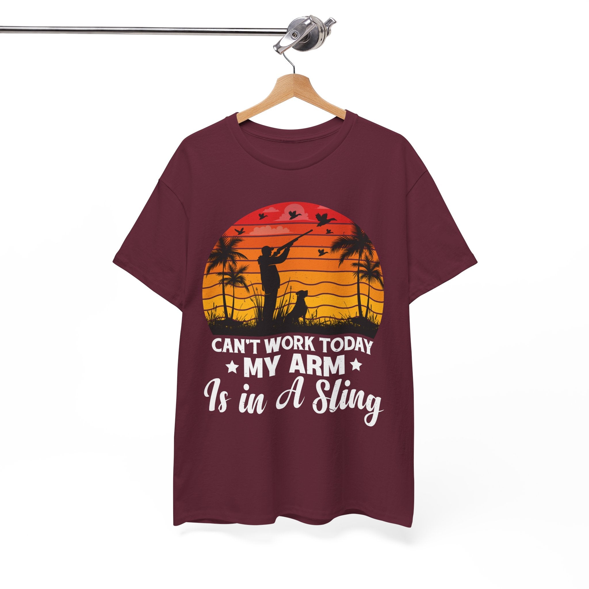 Hunter & Dog Tee – Retro Sunset Scene | Gallory Hive