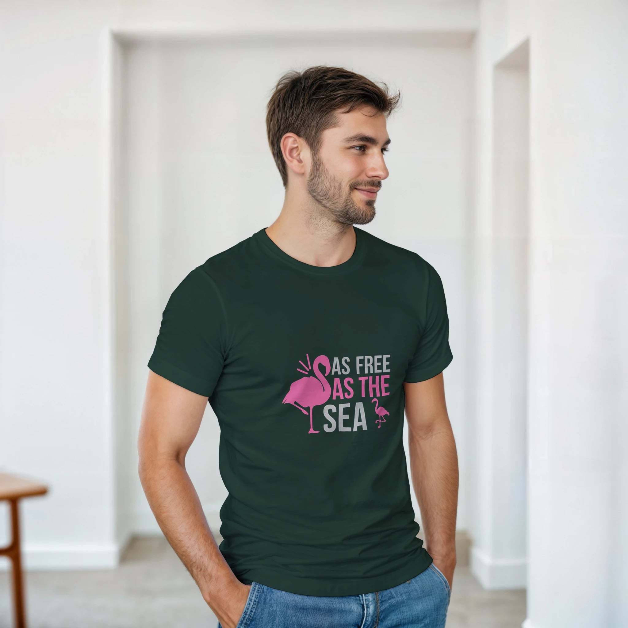 Unisex Tee – As Free As The Sea Flamingo | Gallory Hive