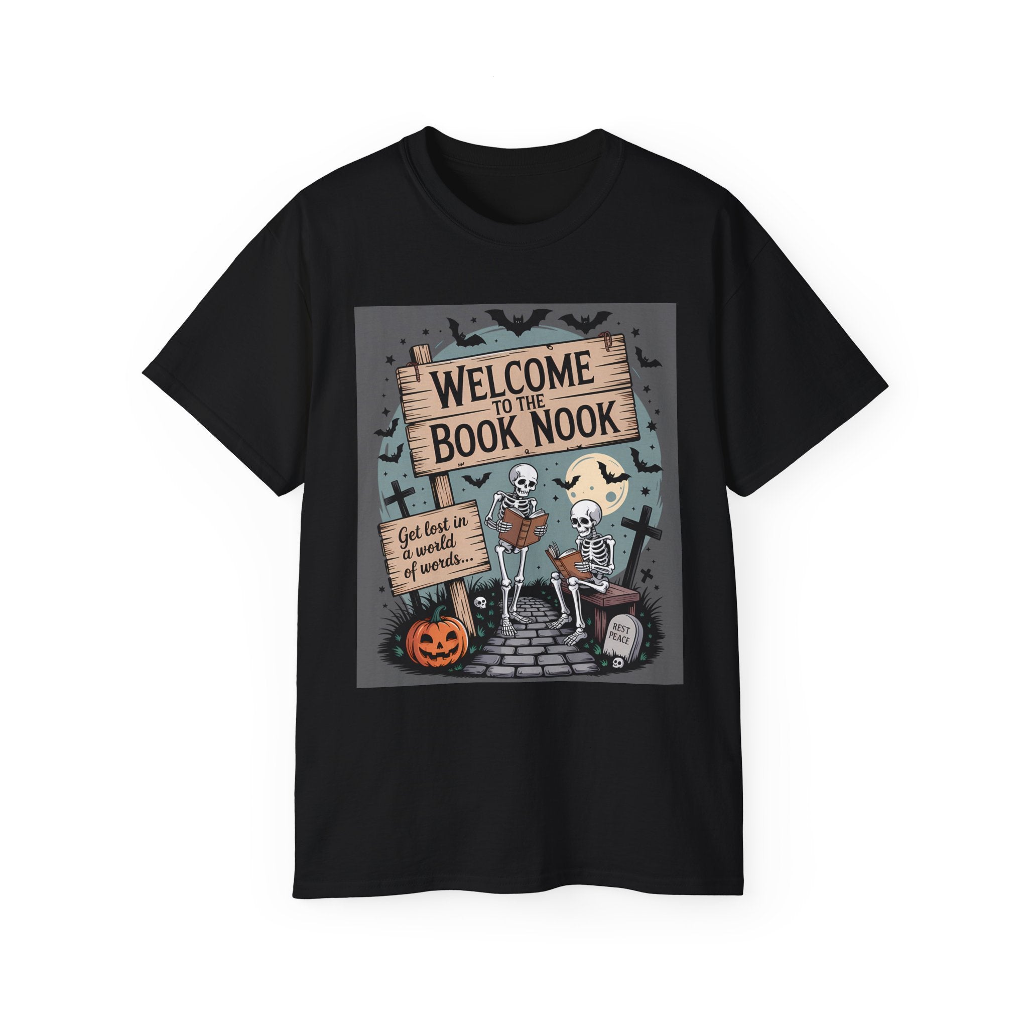 Welcome Book Nook Halloween Skeleton Tee
