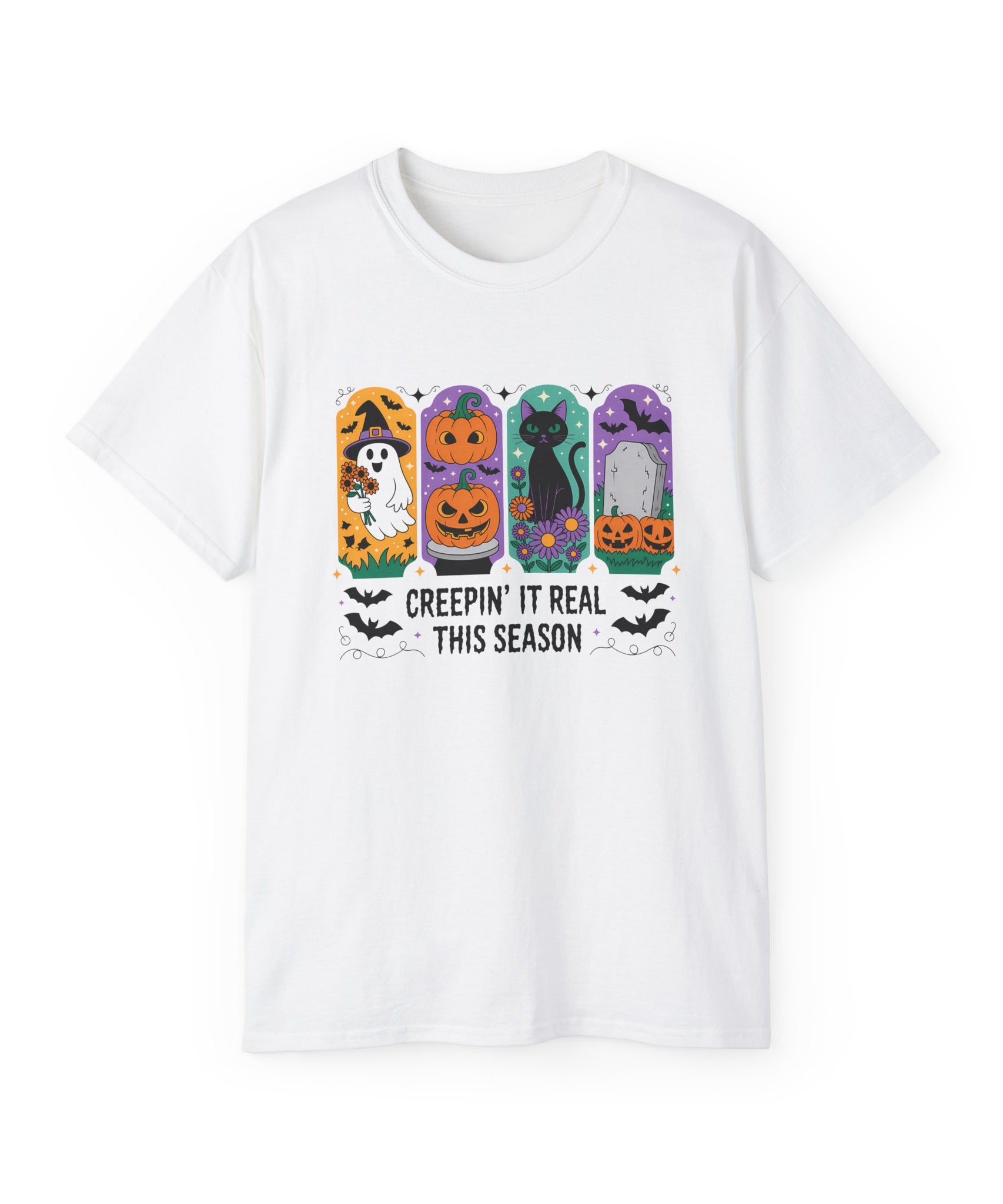 Halloween Vibes Ghost & Pumpkin Tee | Gallory Hive
