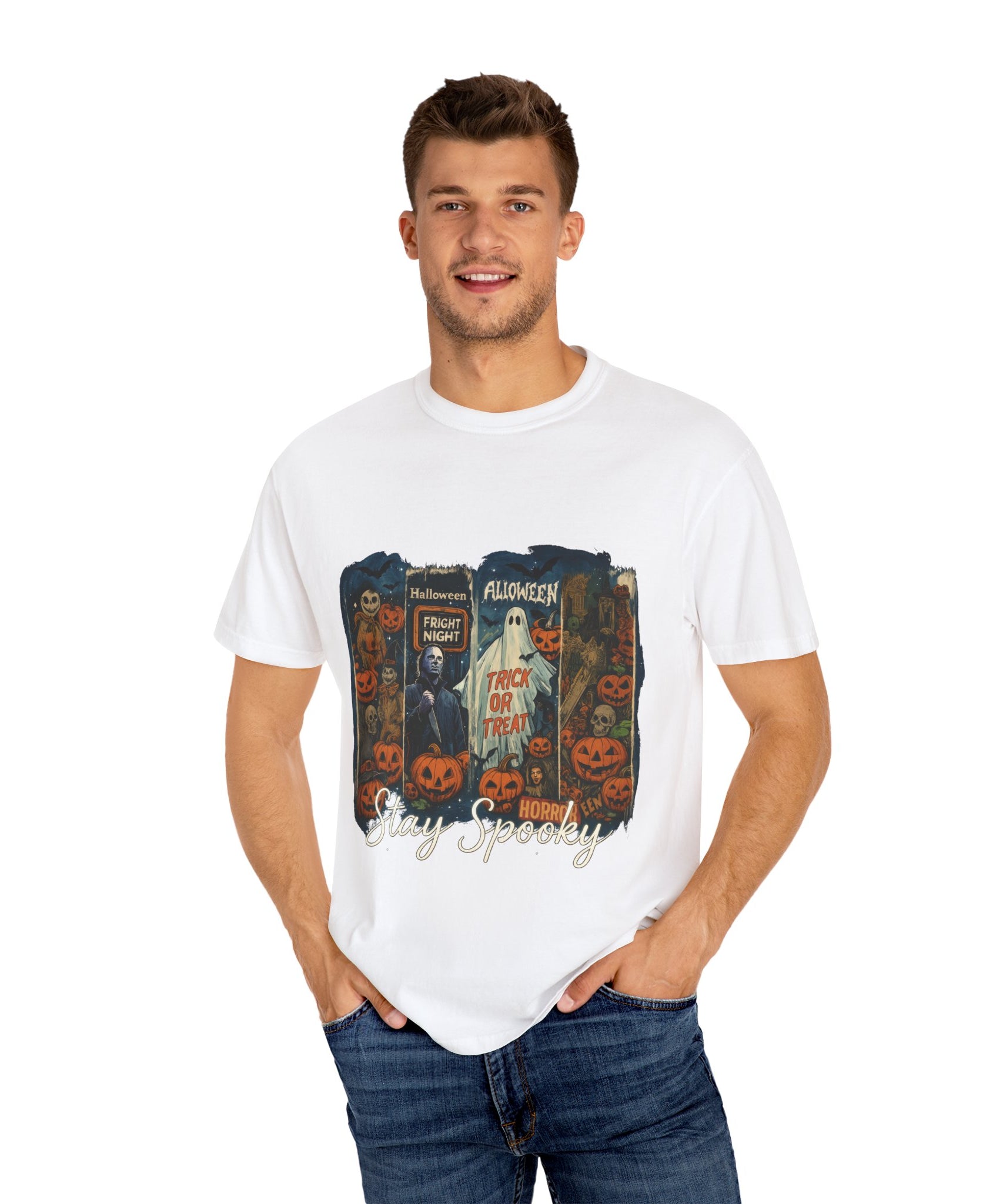 Stay Spooky Halloween Horror T-Shirt – Retro Slasher, Ghost, Pumpkins & Fright Night Design - Gallory Hive