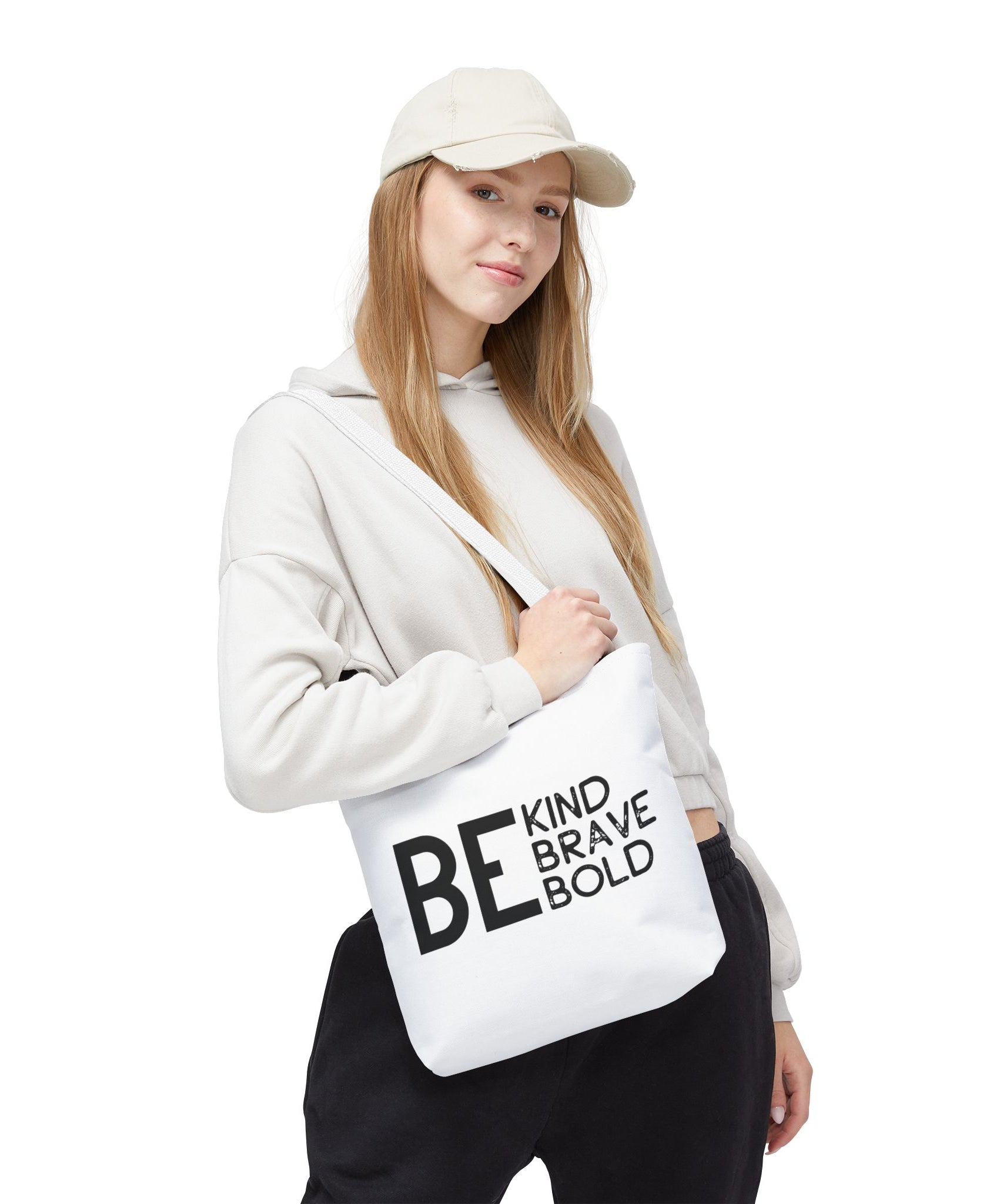 Inspirational Tote Bag - Be Kind Brave Bold - Eco-Friendly Carryall