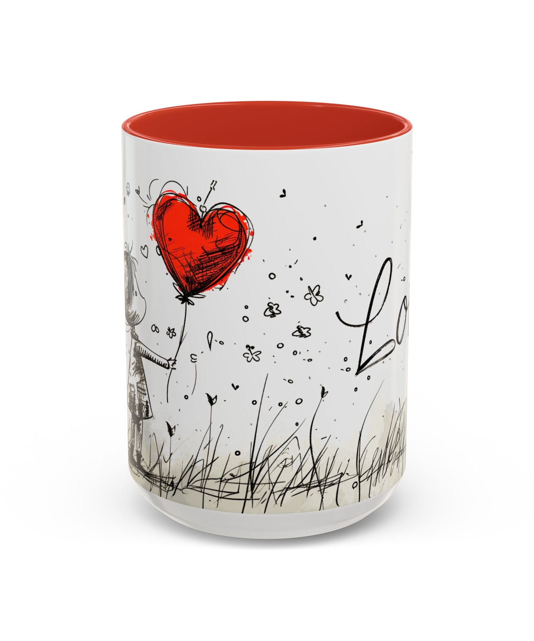 Love Heart Sketch Ceramic Coffee Mug | Gallory Hive