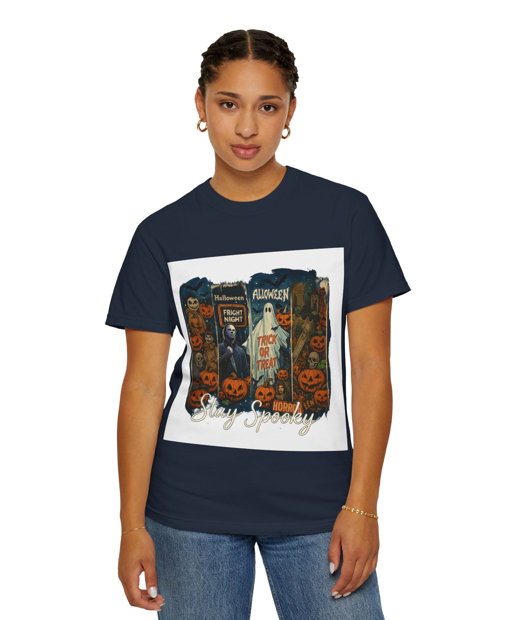 Stay Spooky Halloween Horror T-Shirt – Retro Slasher, Ghost, Pumpkins & Fright Night Design - Gallory Hive