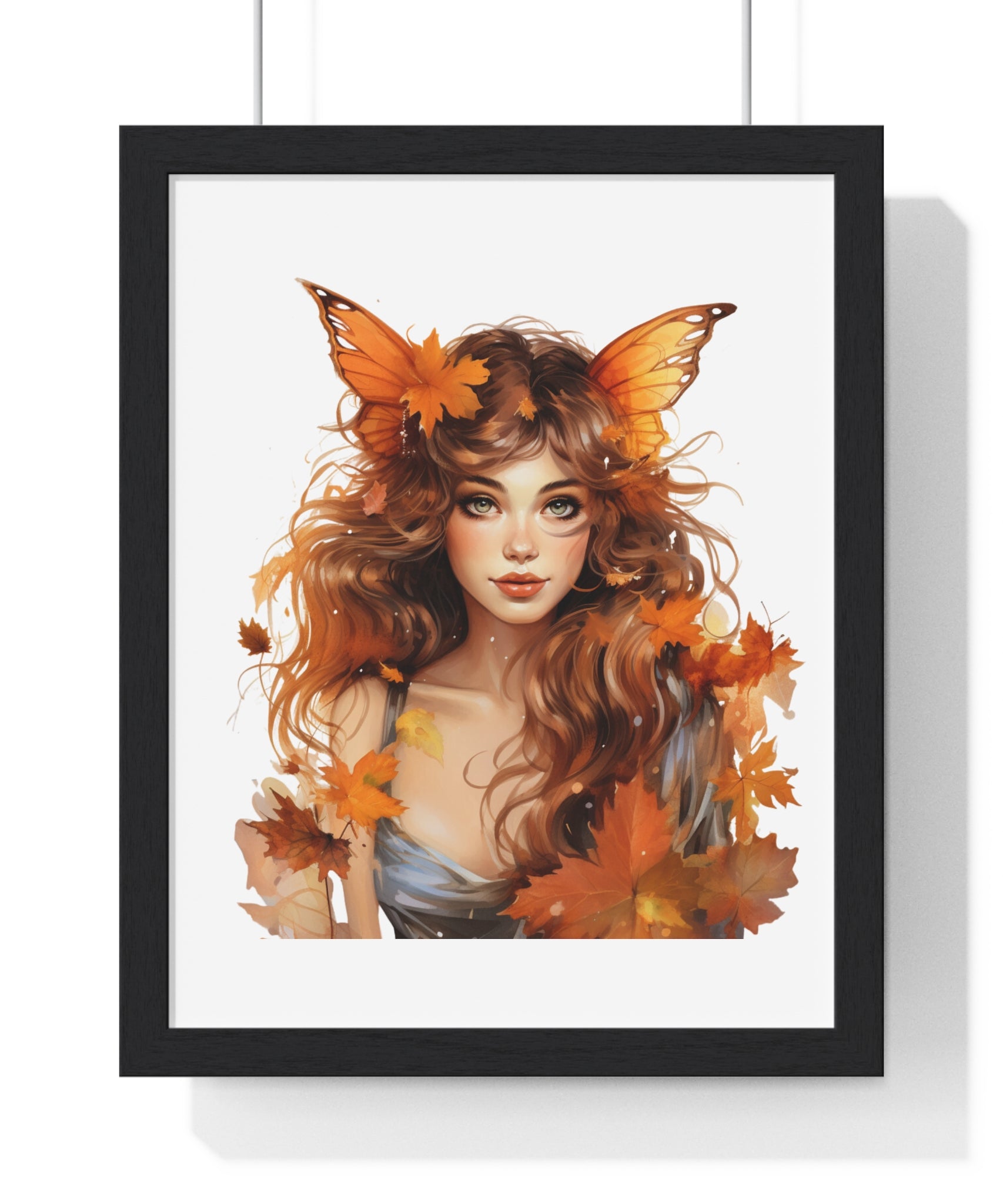 Autumn Fairy Wall Art – Butterfly Muse with Leaf Crown | Gallory Hive