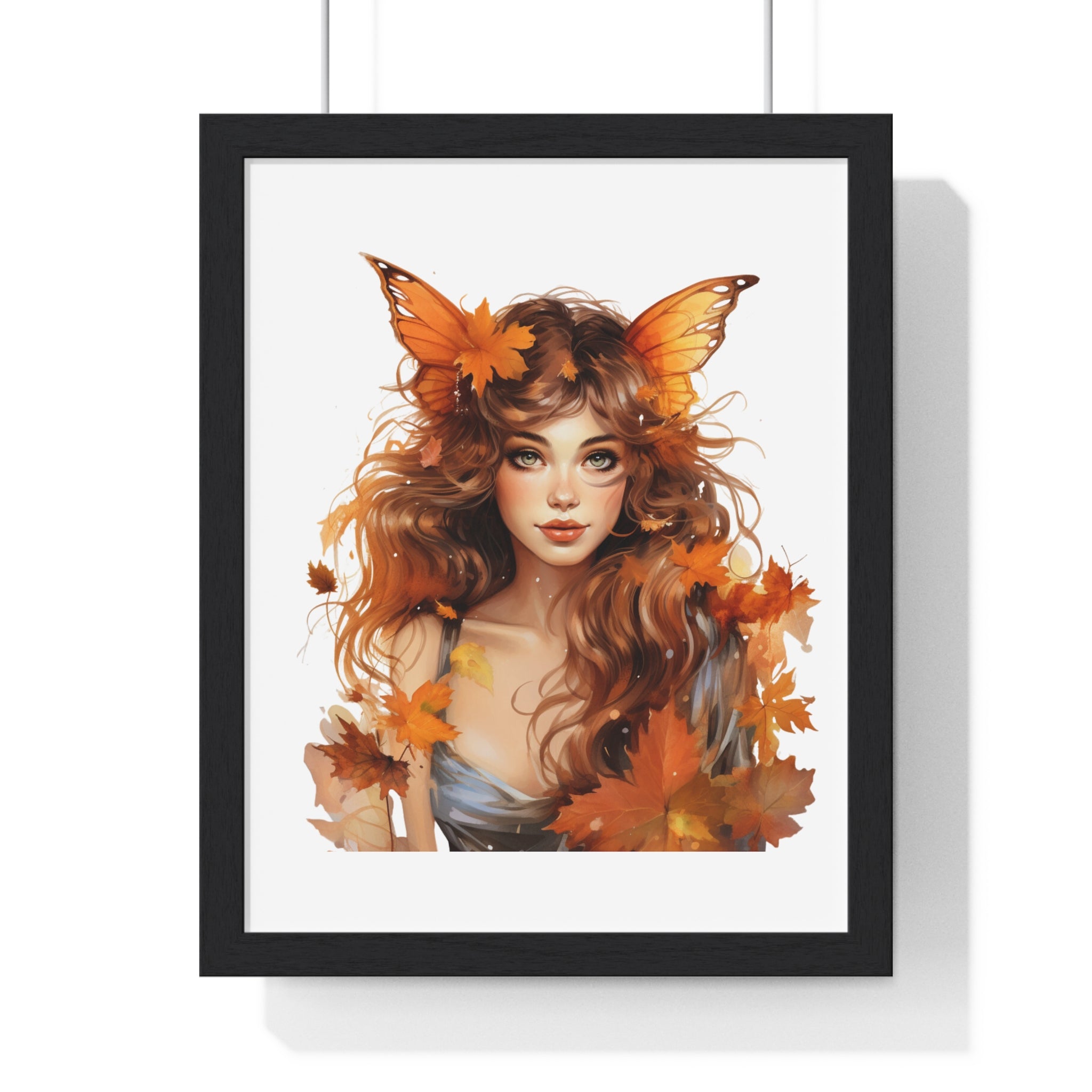 Autumn Fairy Wall Art – Butterfly Muse with Leaf Crown | Gallory Hive