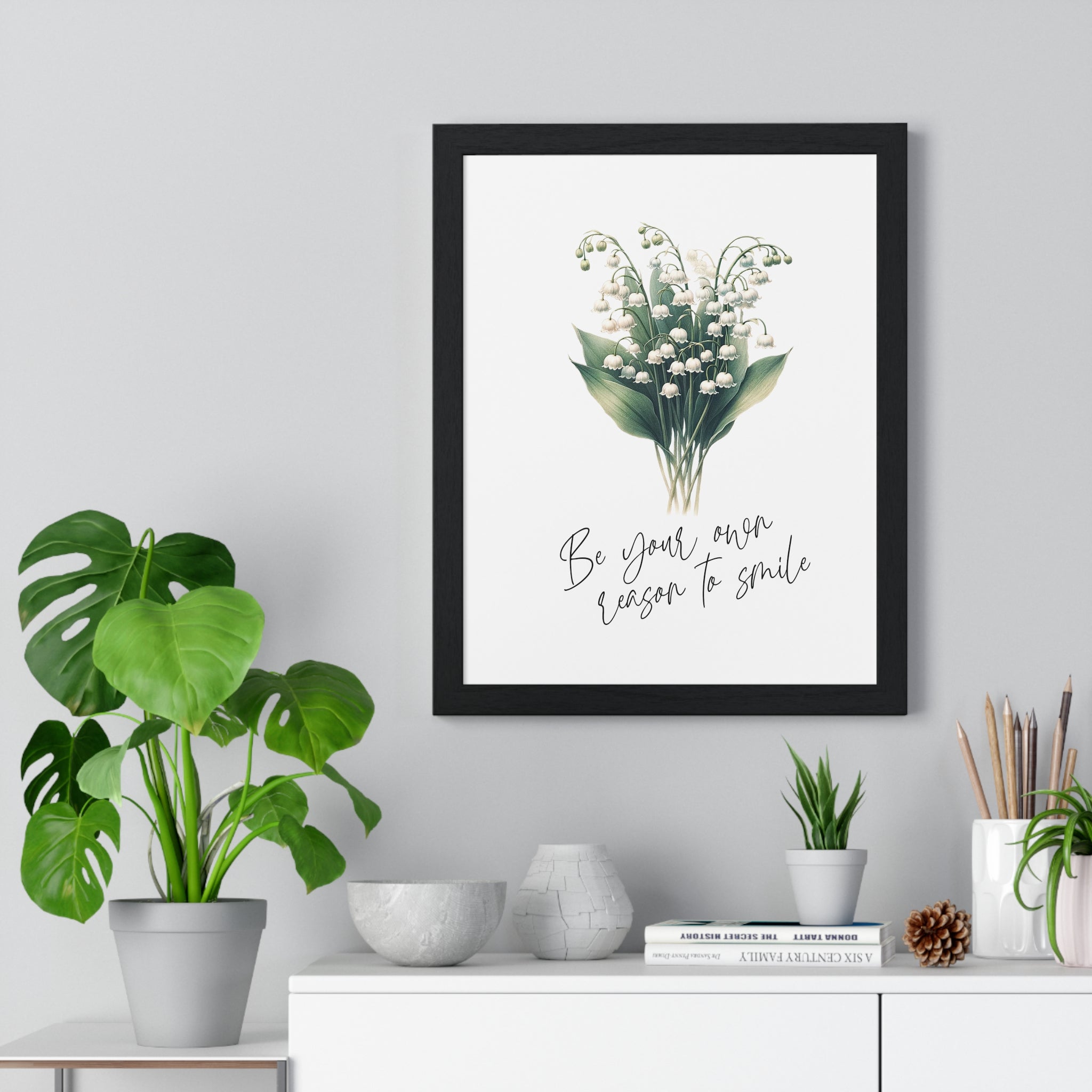 Lily of the Valley – May Birth Flower Inspirational Wooden Framed Wall Art