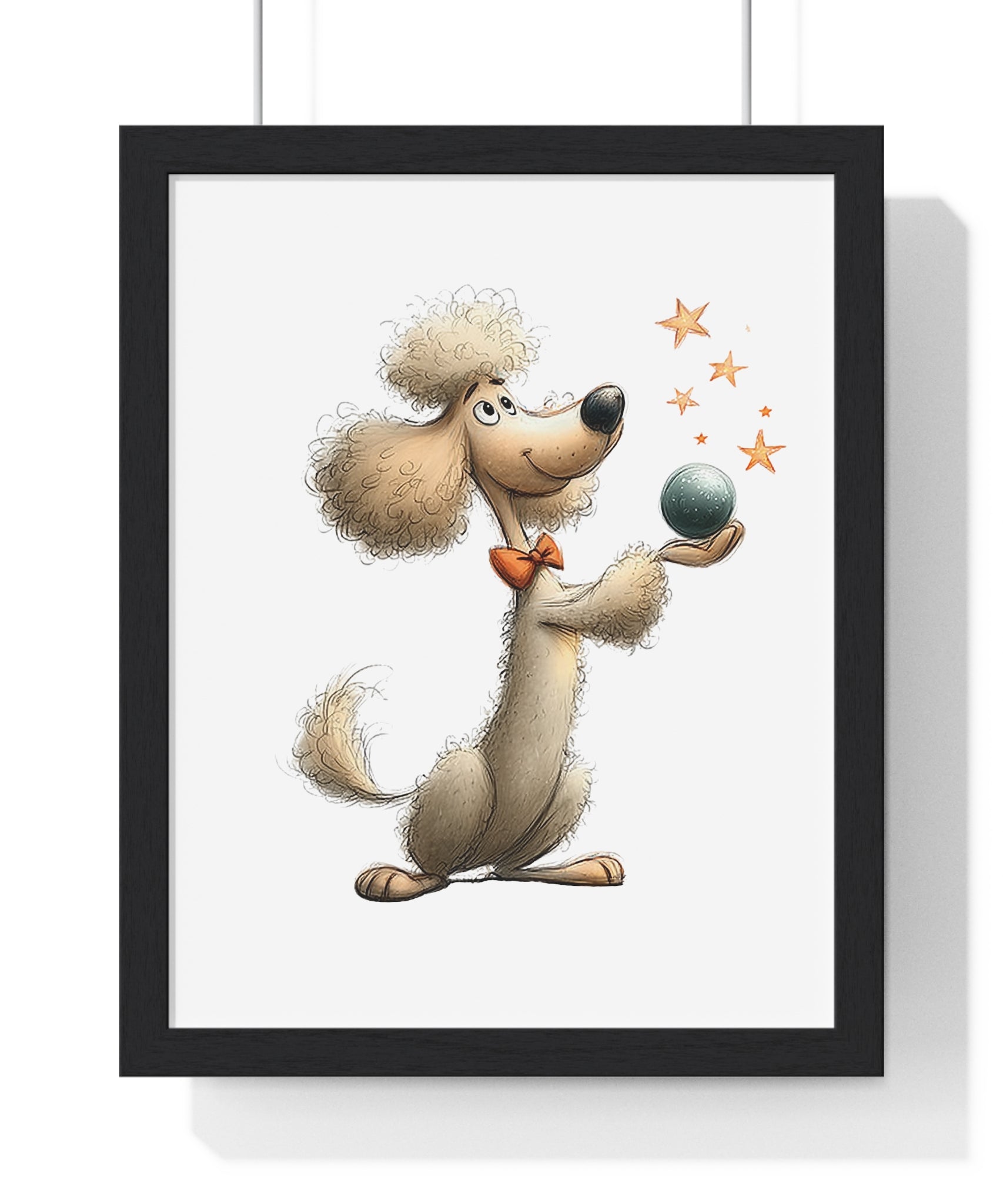 Whimsical Poodle with Magic Stars – Wooden Wall Frame Home Decor