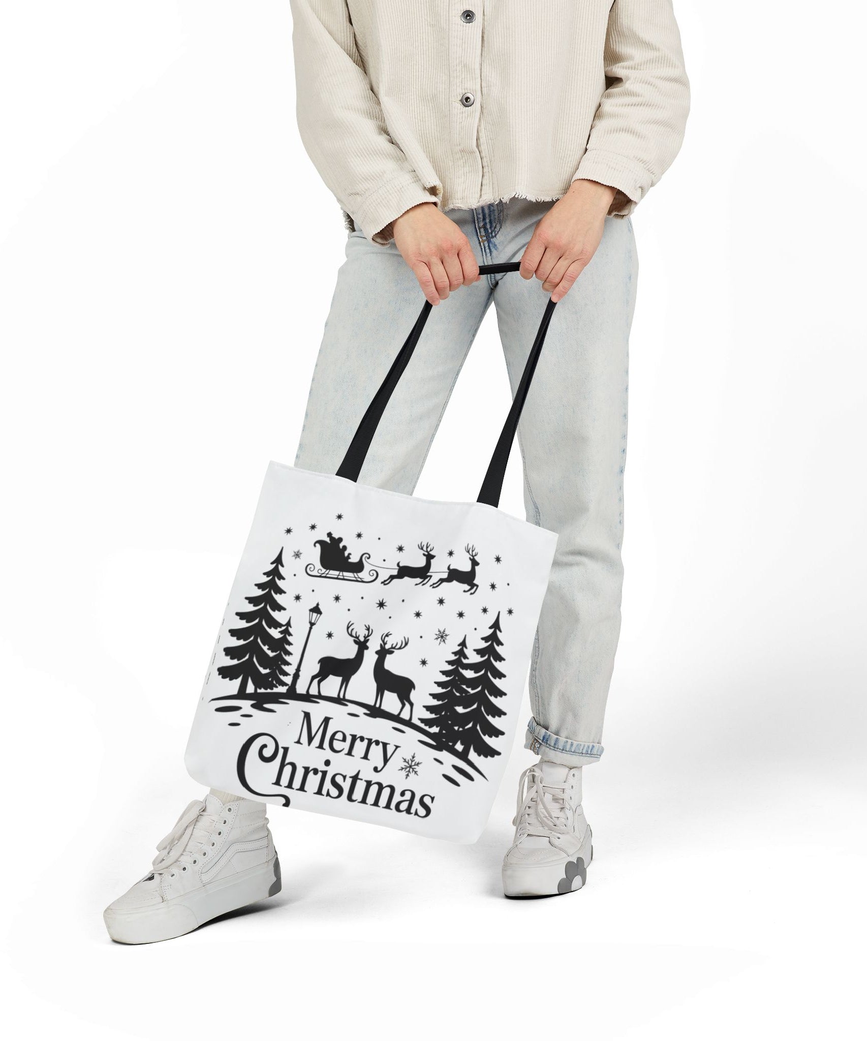 Merry Christmas Reindeer & Palm Trees Tote Bag