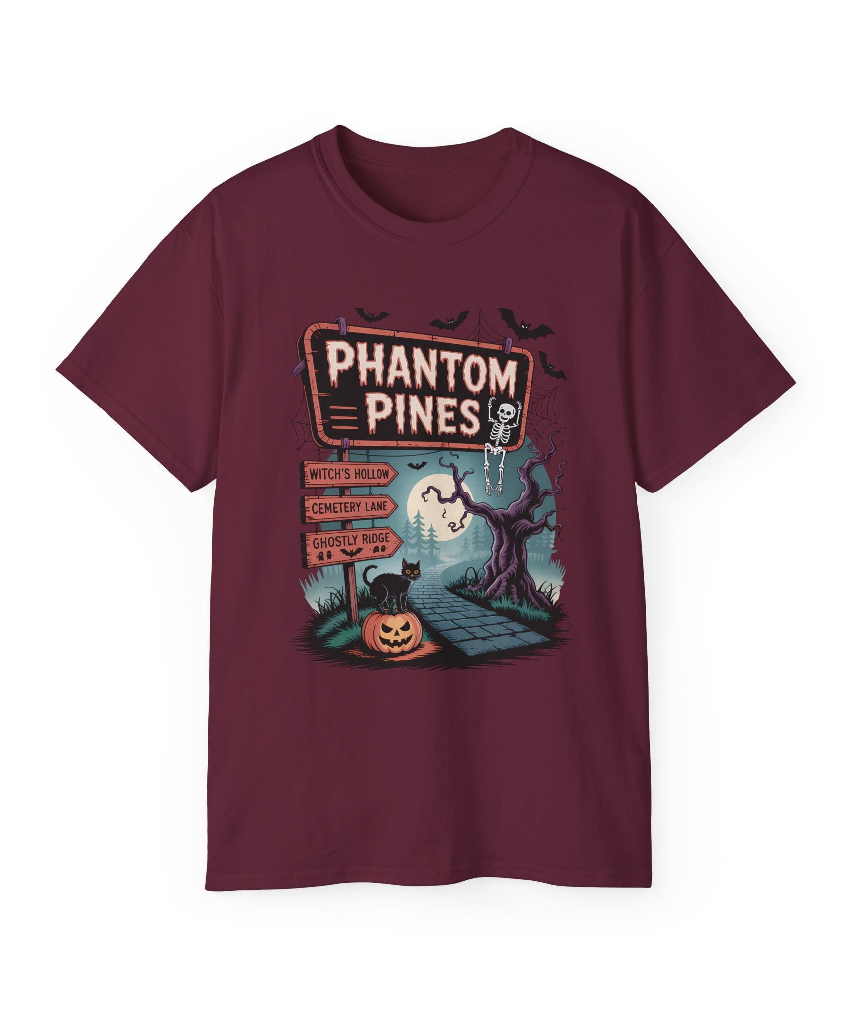 Halloween Phantom Pines Spooky Skeleton Tee